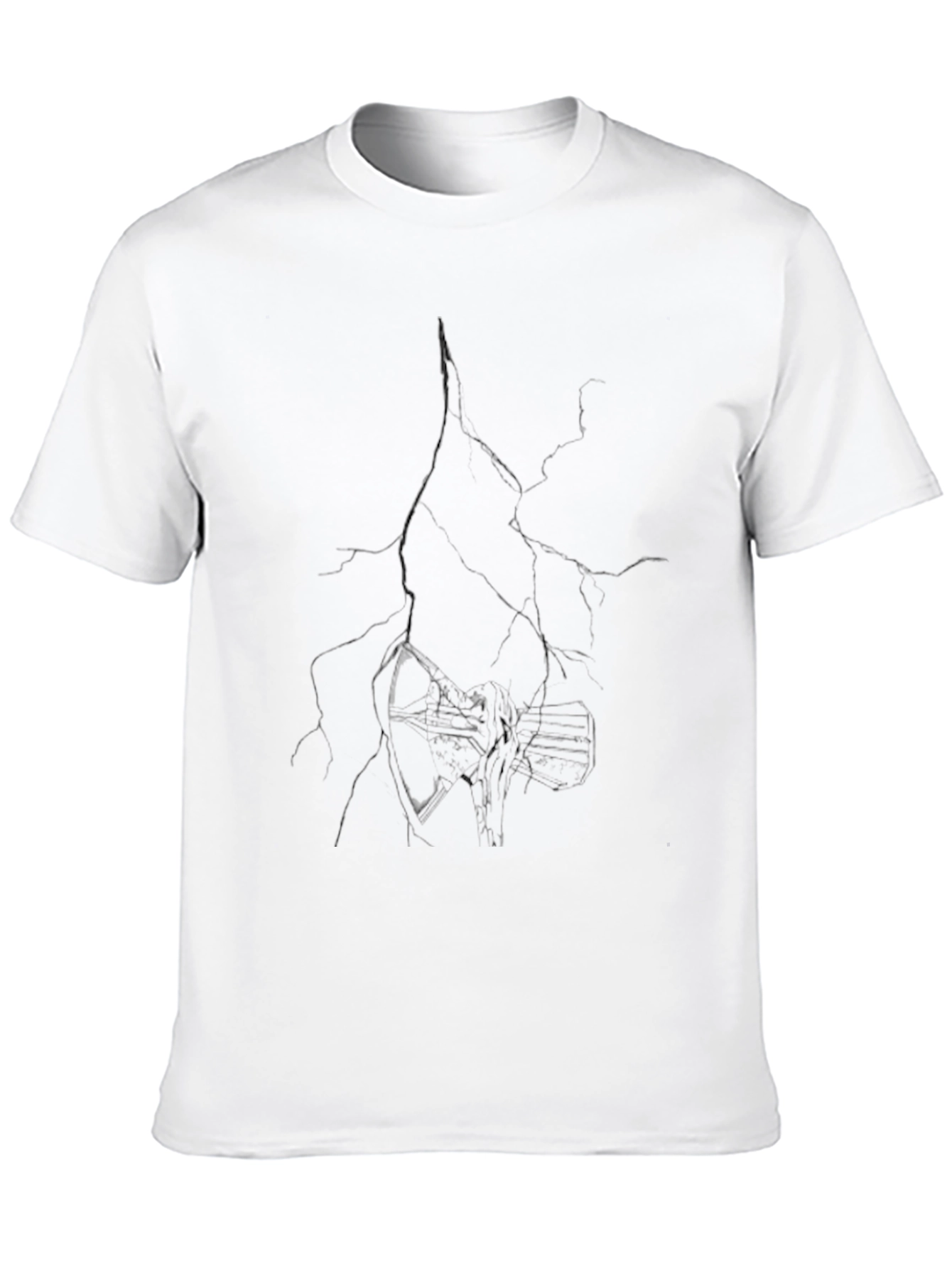 Black Cracked Graphic Print Black T-Shirt view 10