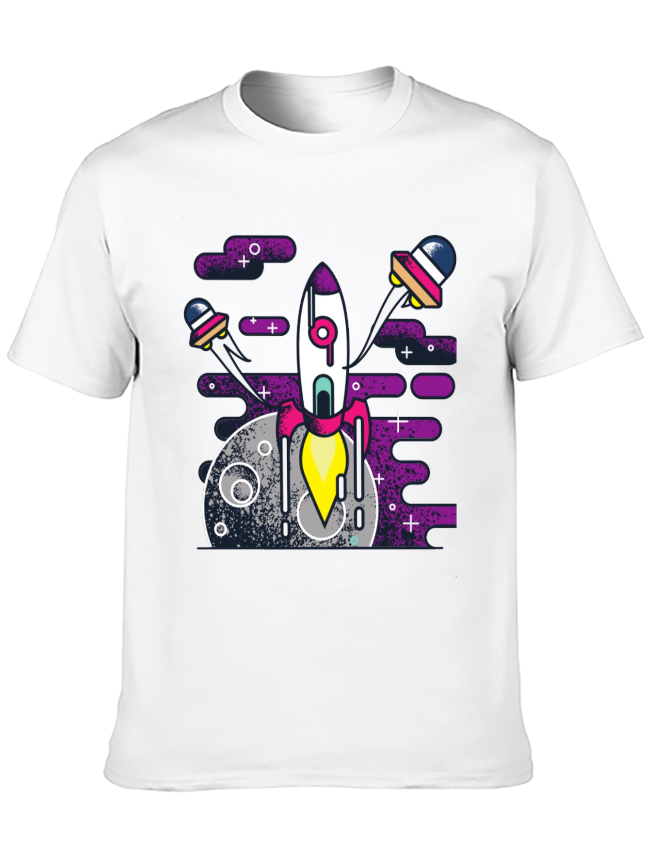 Black Space Rocket Graphic Tee - Black Cotton Blend Shirt view 10