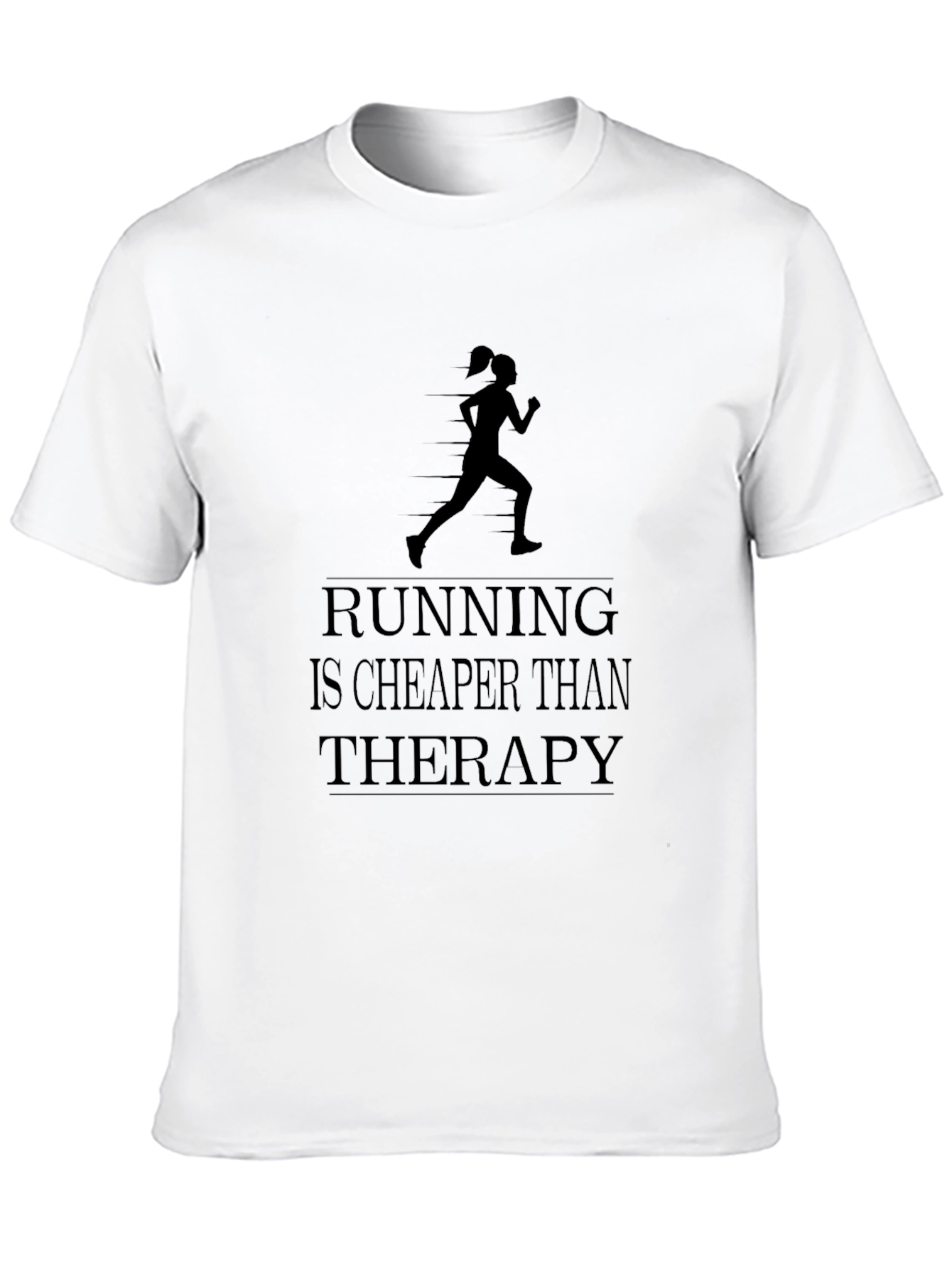 Black Running Cheaper Than Therapy T-Shirt view 10