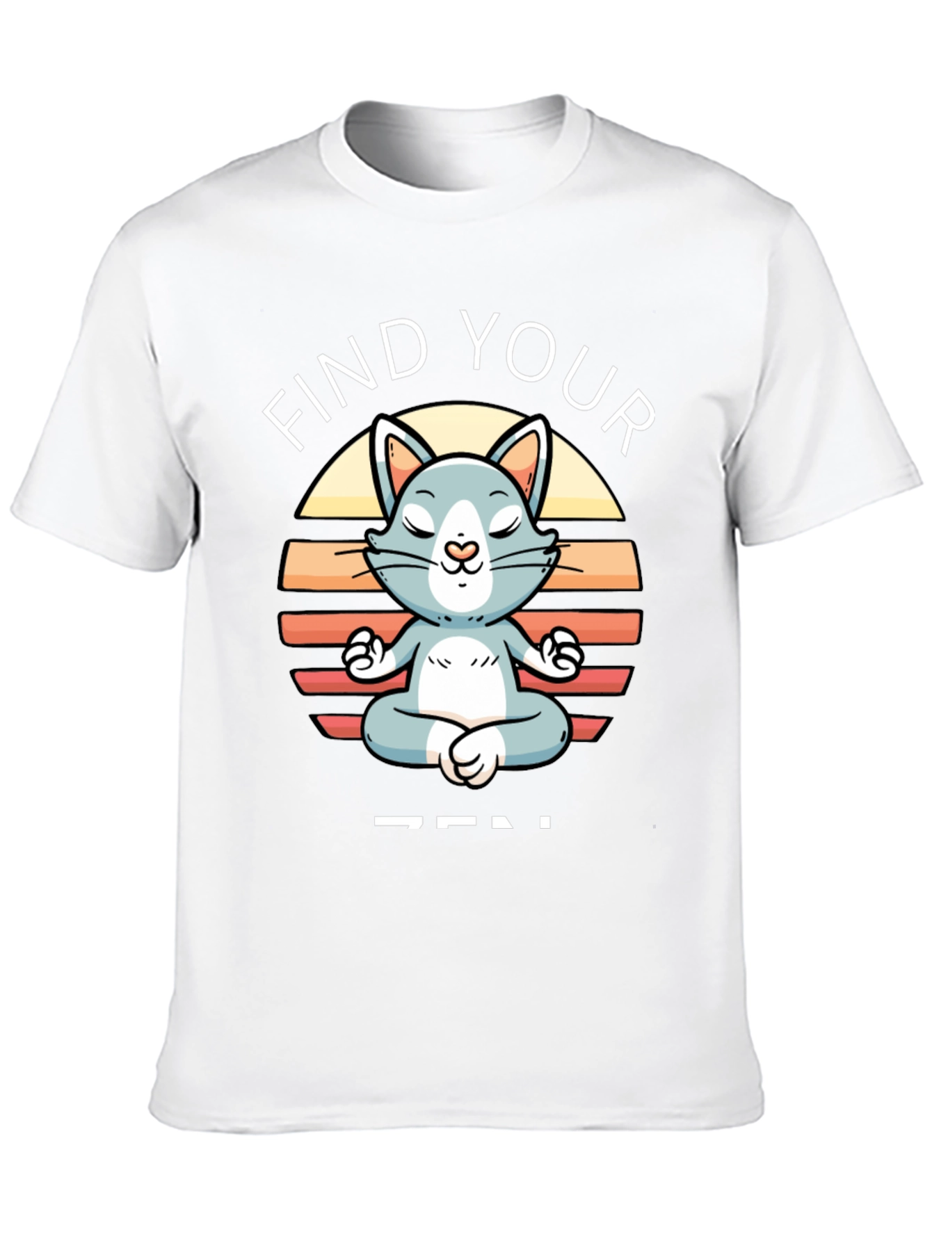 Black Find Your Zen Cat T-Shirt - Meditating Feline view 10