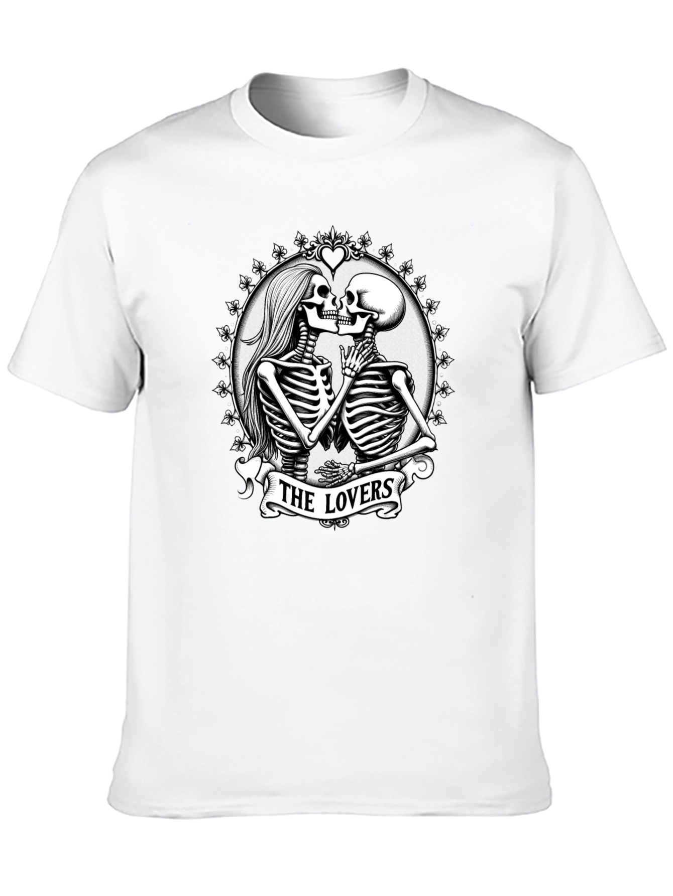 The Lovers Skeleton Graphic T-Shirt - Gothic Romance Tee - 10