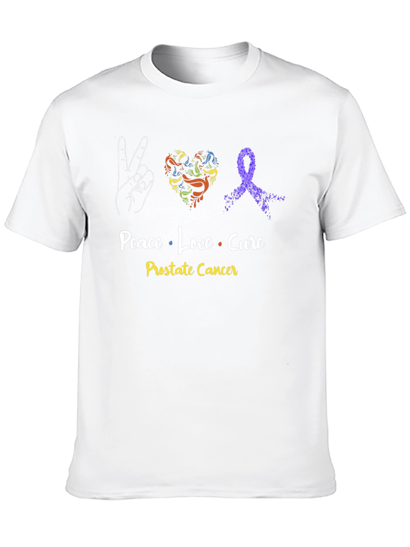 Black Peace Love Cure Prostate Cancer Awareness T-Shirt view 10