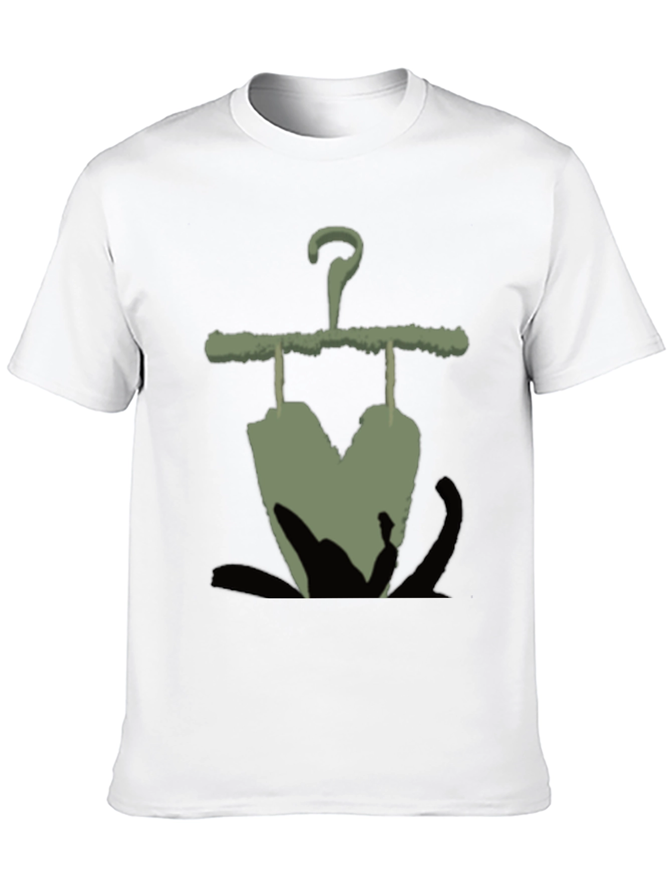 Black Men's Black T-Shirt with Unique Hanger Print view 10