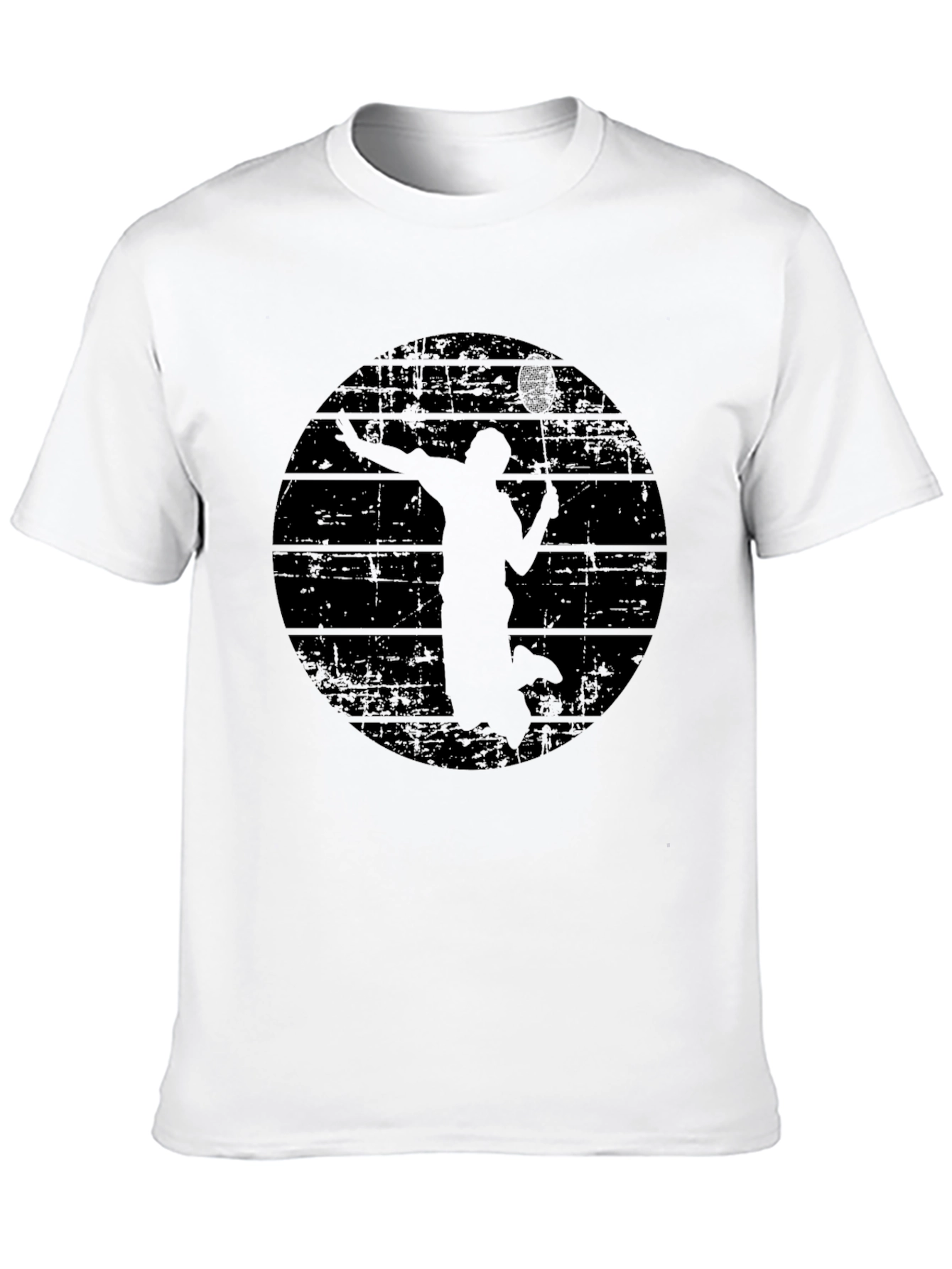 Black Men's Black Badminton Graphic T-Shirt view 10