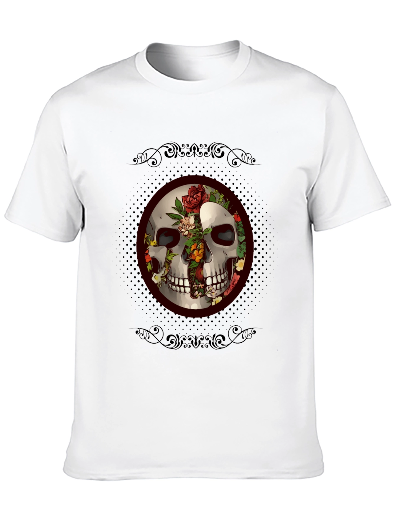 Black Skull & Roses Graphic Tee - Edgy Style view 10