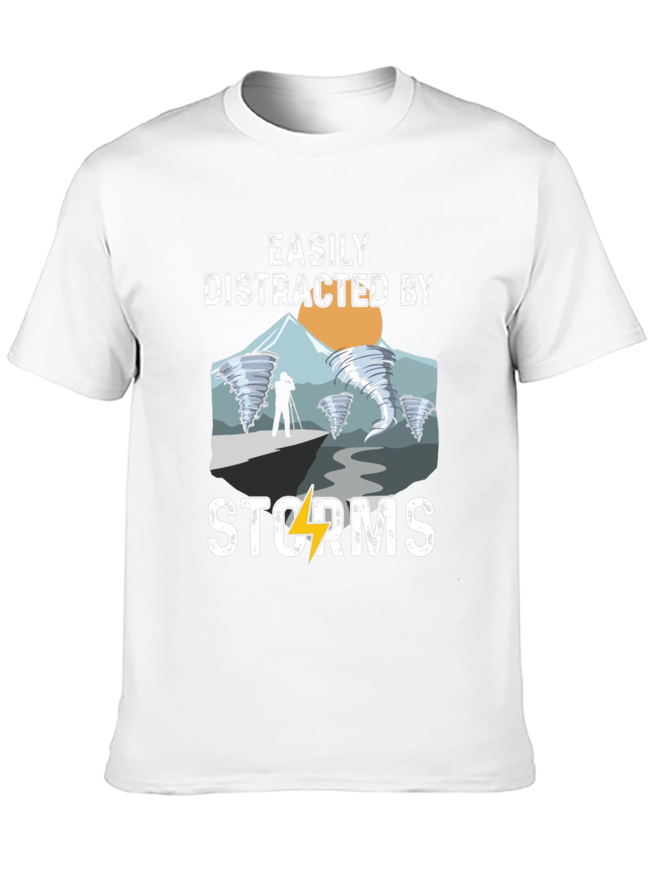 Black Easily Distracted by Storms Black T-Shirt view 10