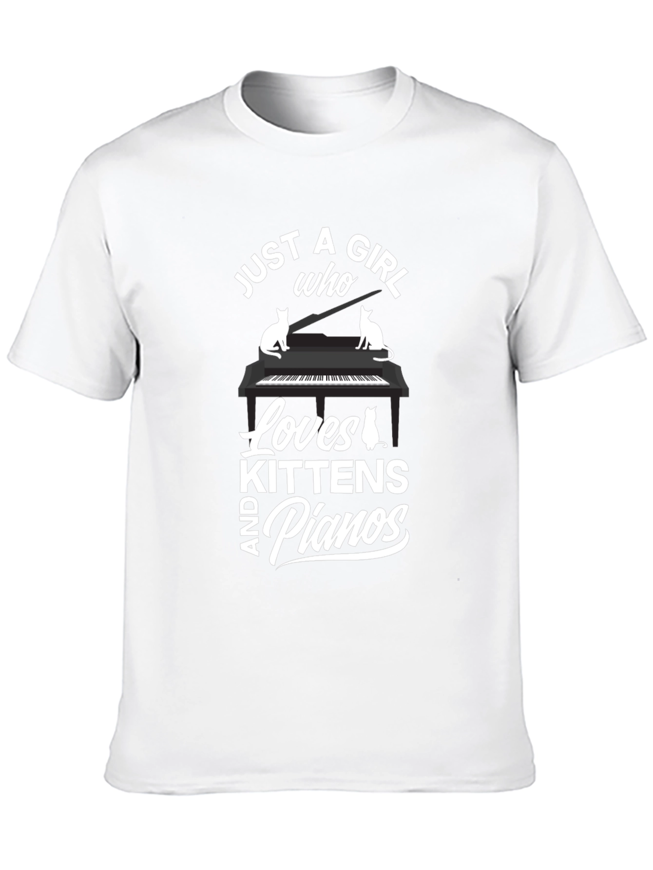 Black Just a Girl Who Loves Kittens and Pianos Black T-Shirt view 10