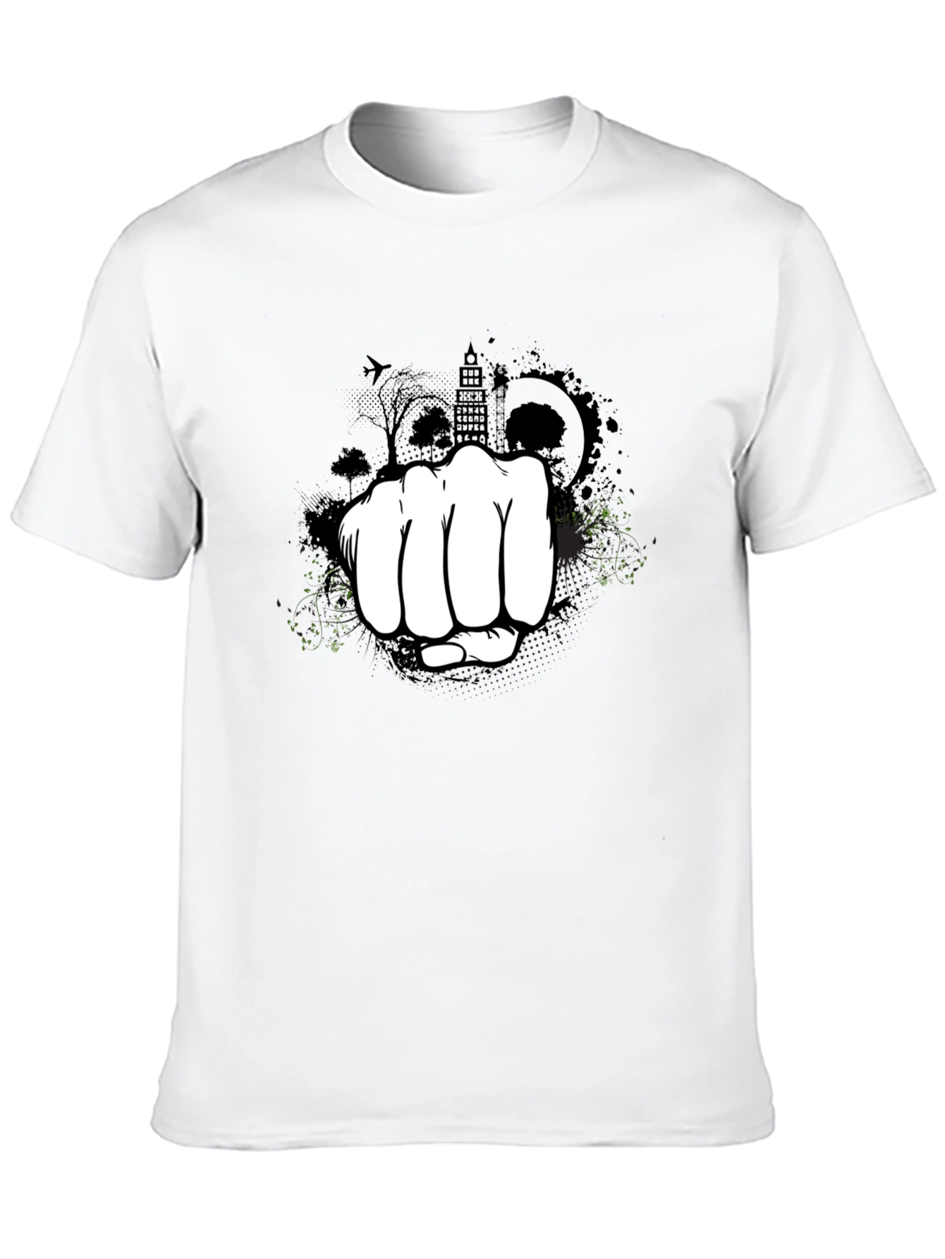 Black Urban Fist Graphic Tee - Black Cotton Blend Shirt view 10