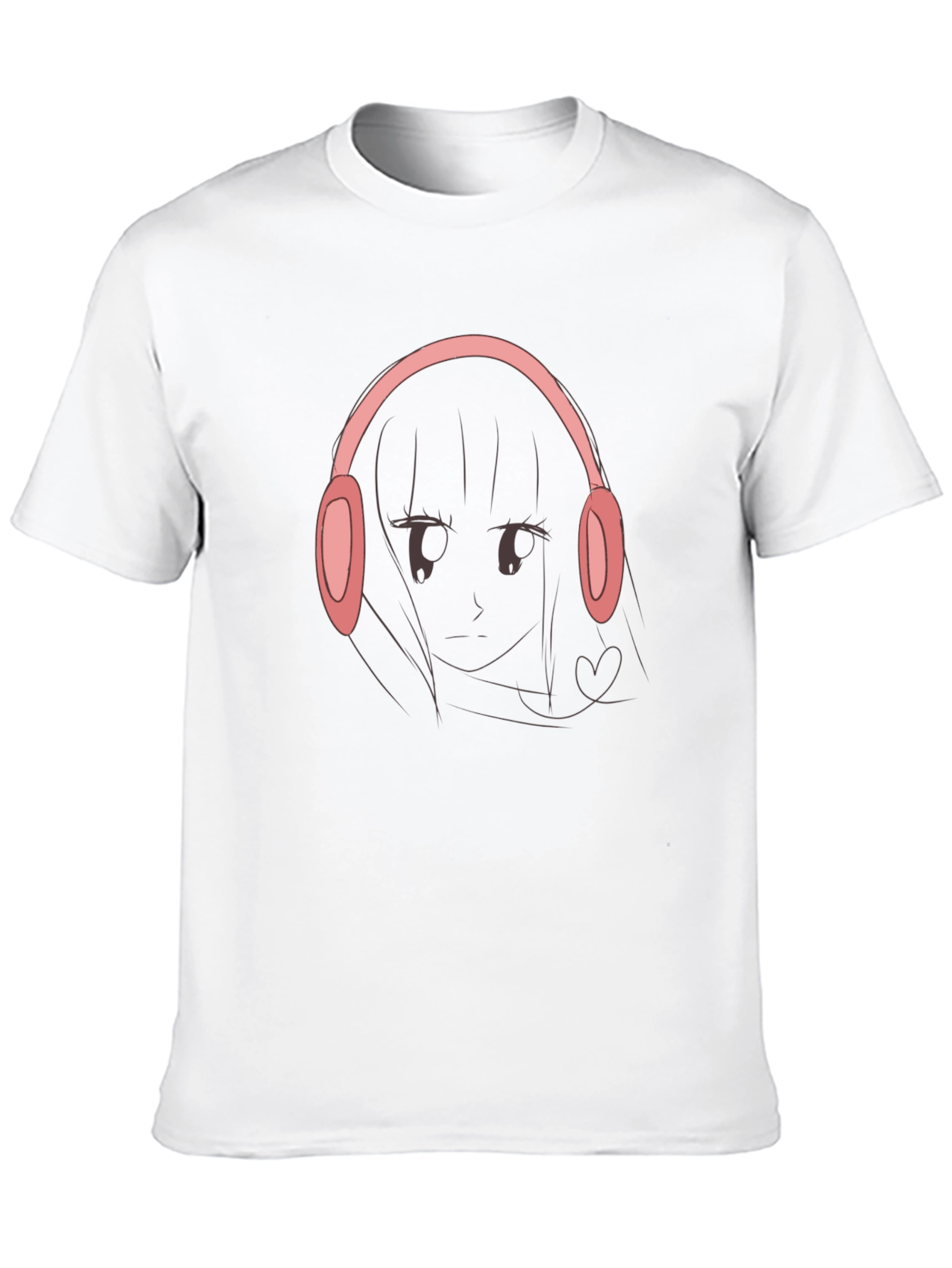 Black Anime Girl Headphones Graphic Black T-Shirt view 10
