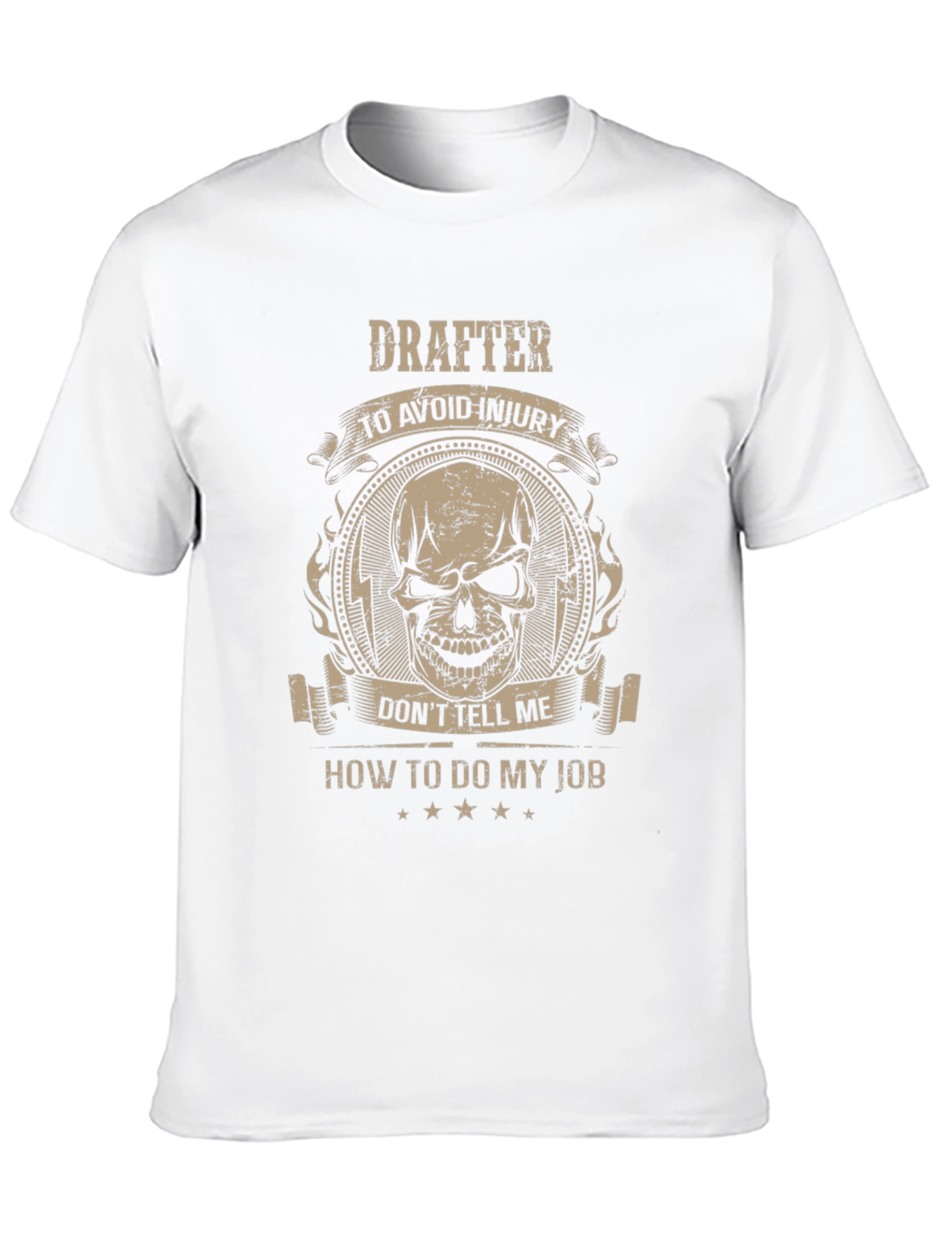 Black Drafter Skull Graphic T-Shirt - Avoid Injury, Do My Job view 10