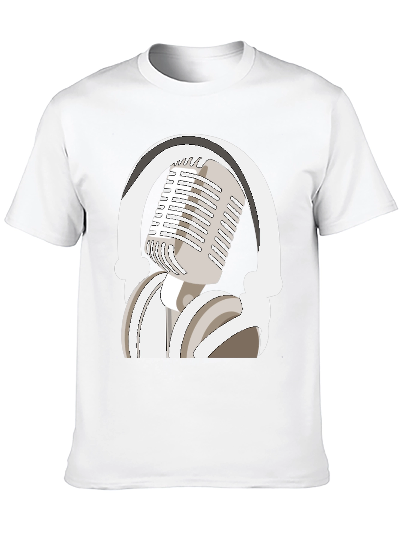 Black Microphone and Headphones Graphic Tee view 10