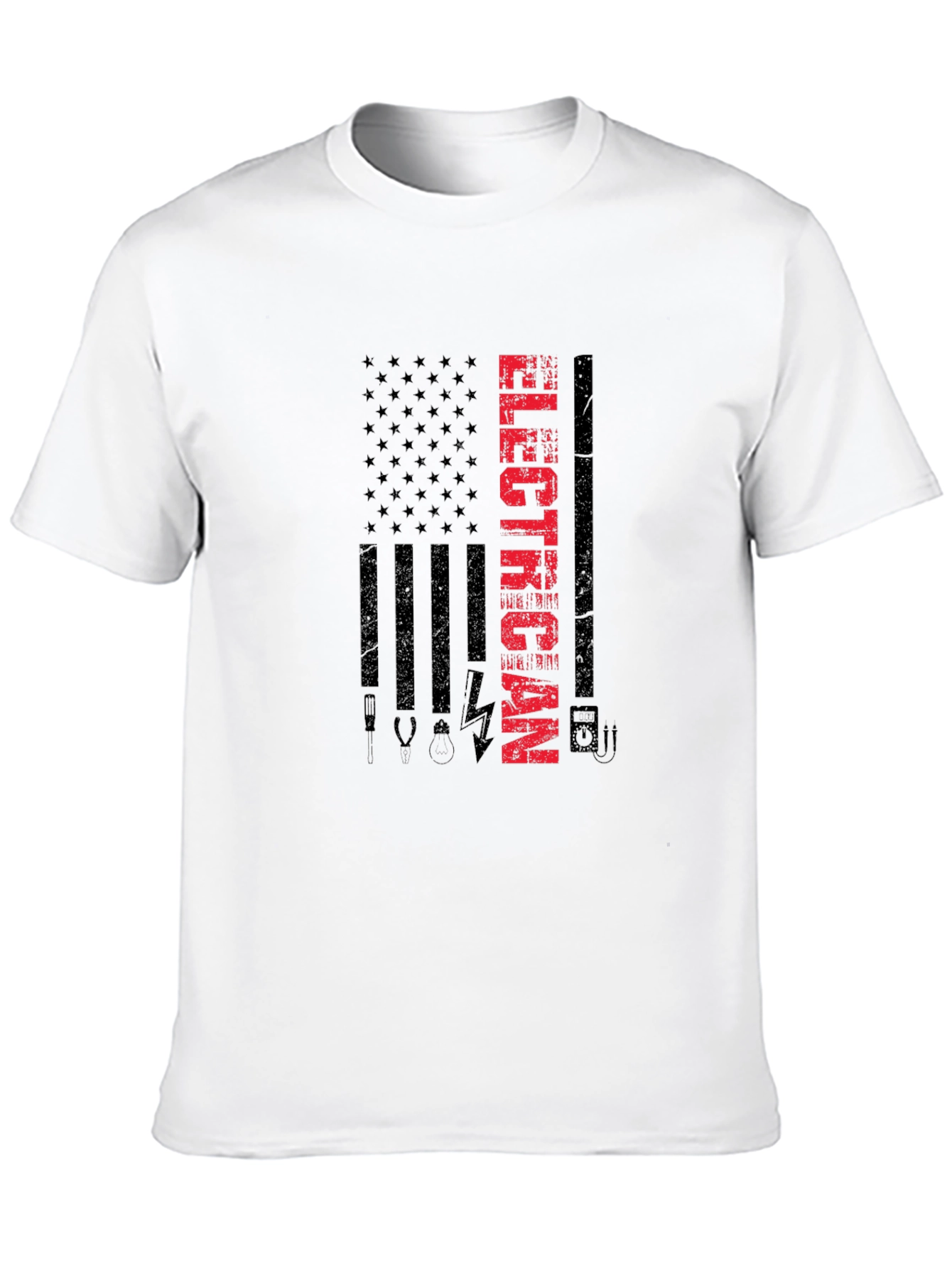 Black Electrician American Flag T-Shirt view 10