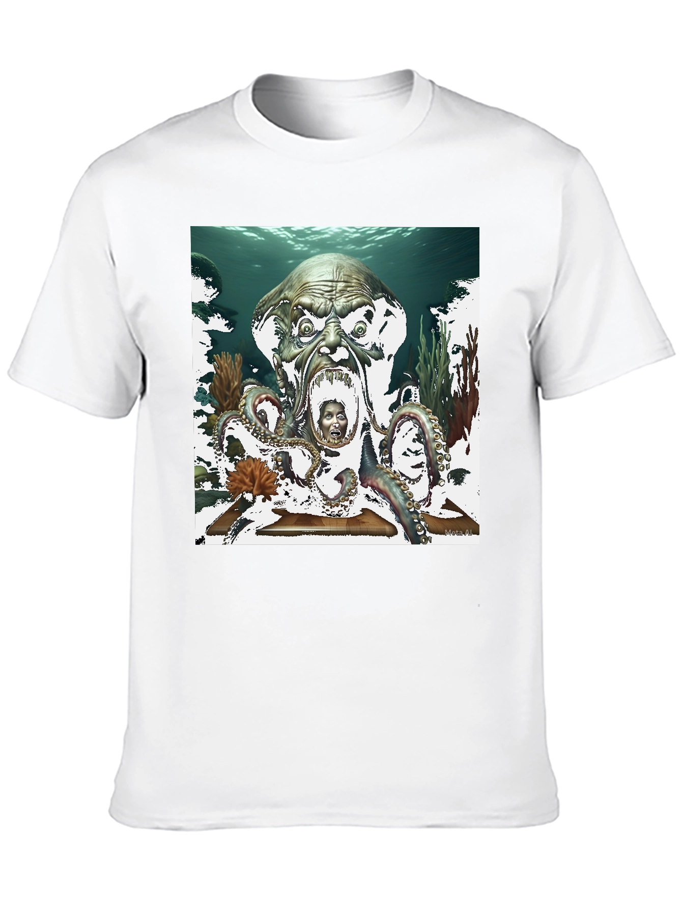 Black Octopus Monster Graphic Black T-Shirt view 10