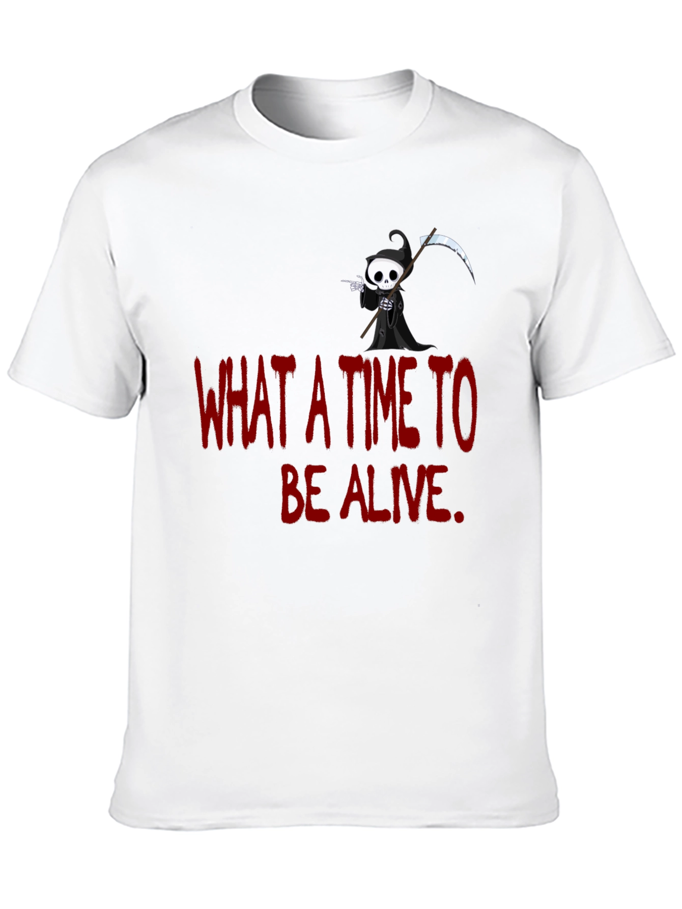 Black Grim Reaper Graphic T-Shirt - "What A Time To Be Alive" view 10