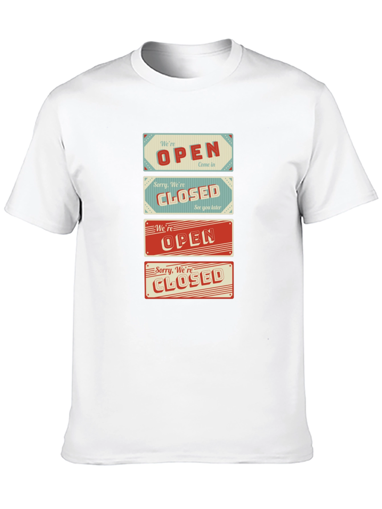 Black Open/Closed Sign T-Shirt - Novelty Graphic Tee view 10