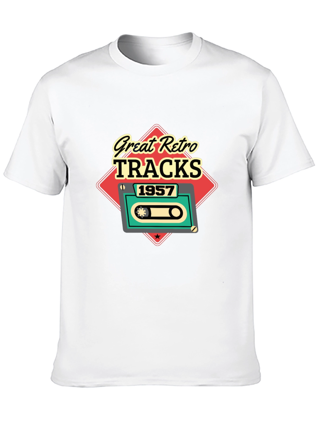 Black Great Retro Tracks 1957 Graphic Tee view 10