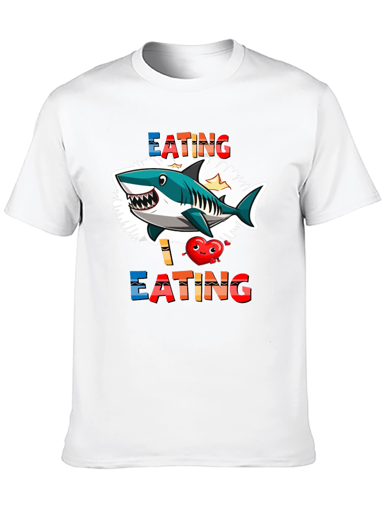 Black Shark Eating Heart Graphic Tee - Funny T-Shirt view 10