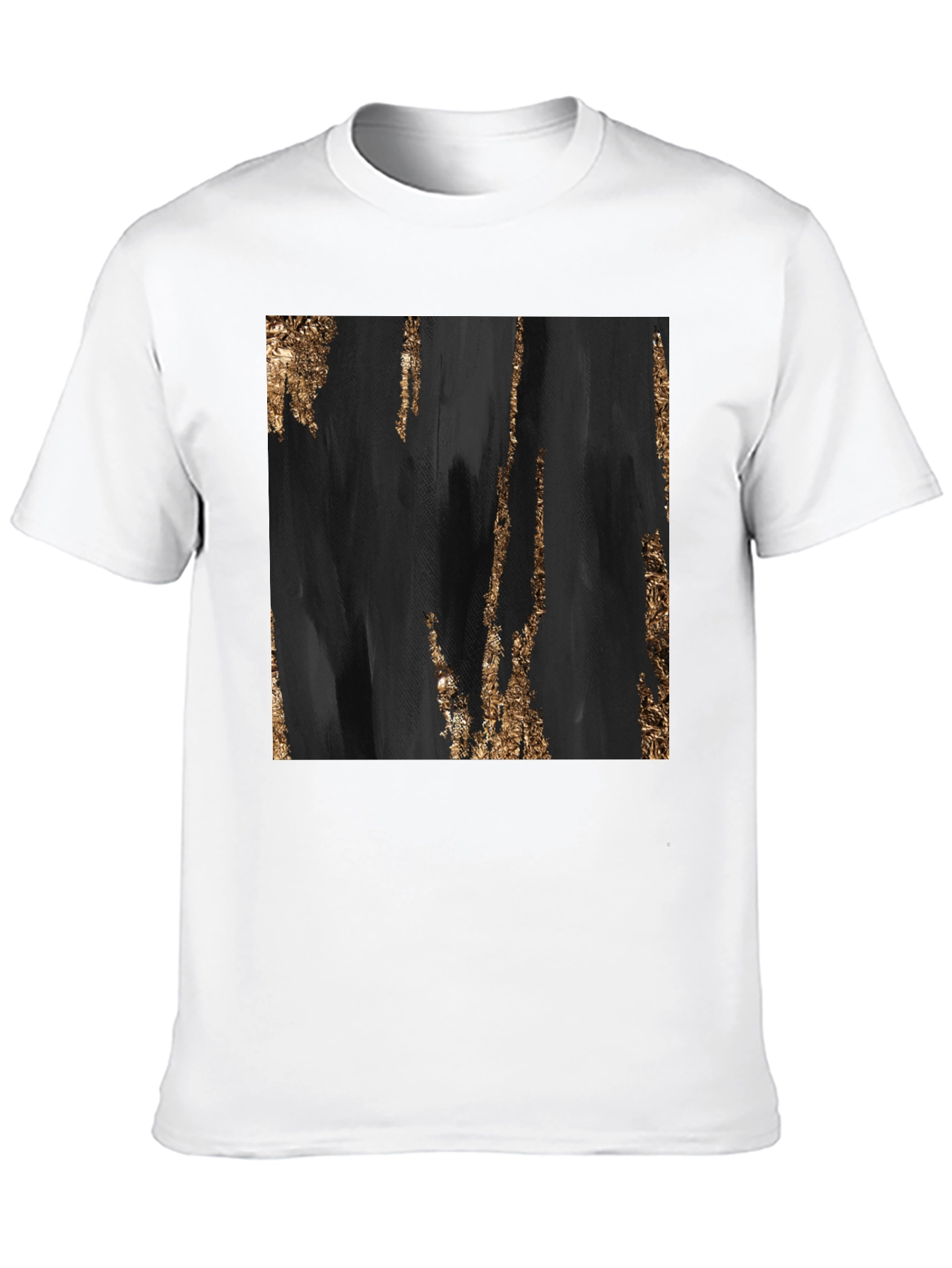 Black Abstract Gold Foil Print Black T-Shirt view 10