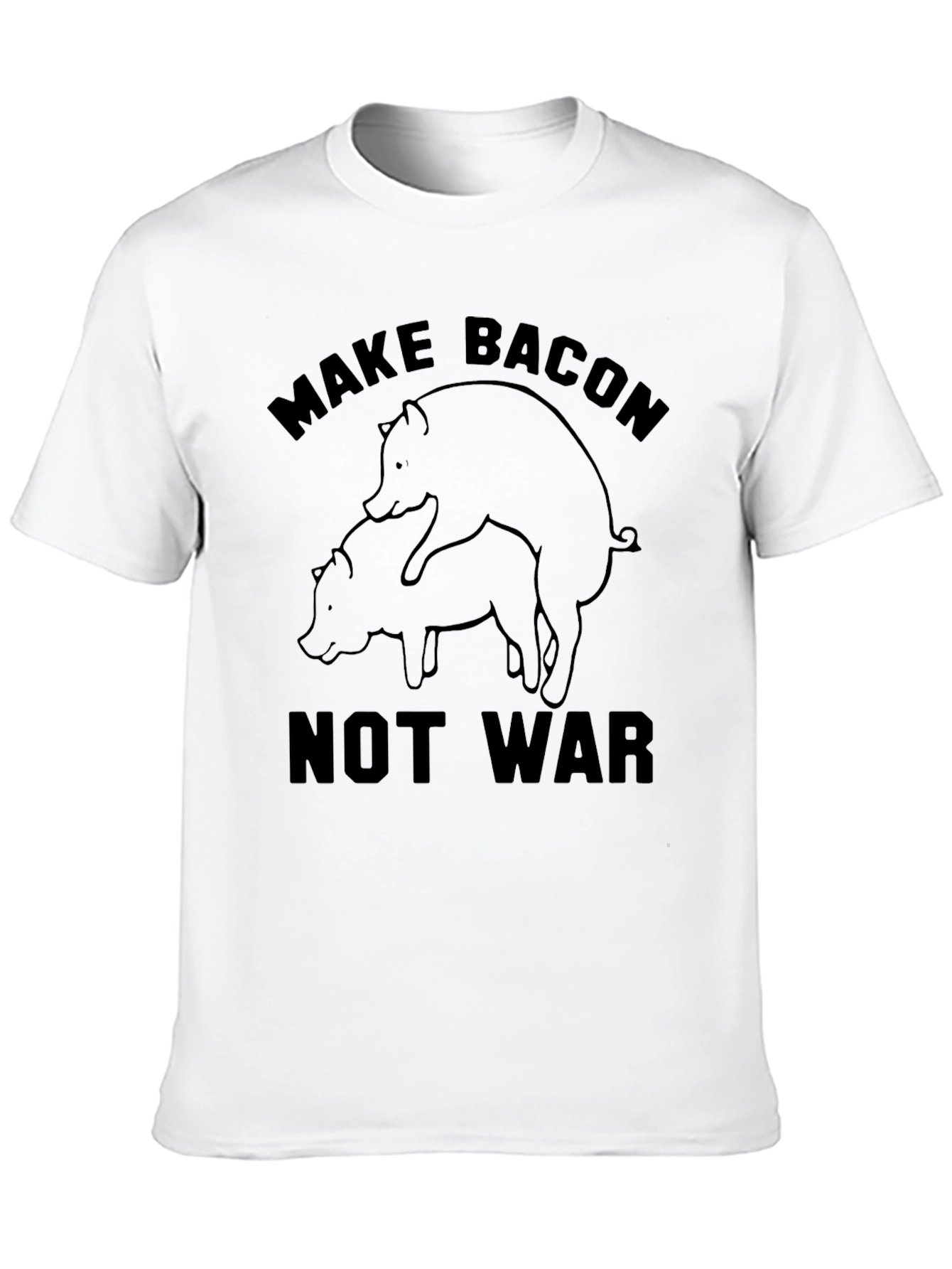 Black Make Bacon Not War T-Shirt - Funny Pig Design view 10