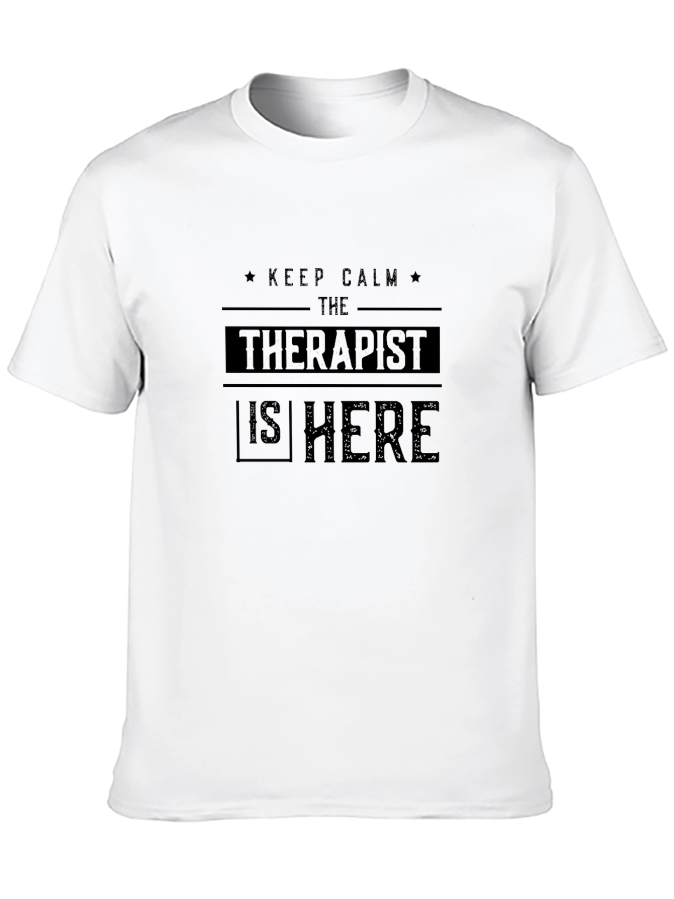 Black Keep Calm Therapist Here Black Cotton Tee view 10