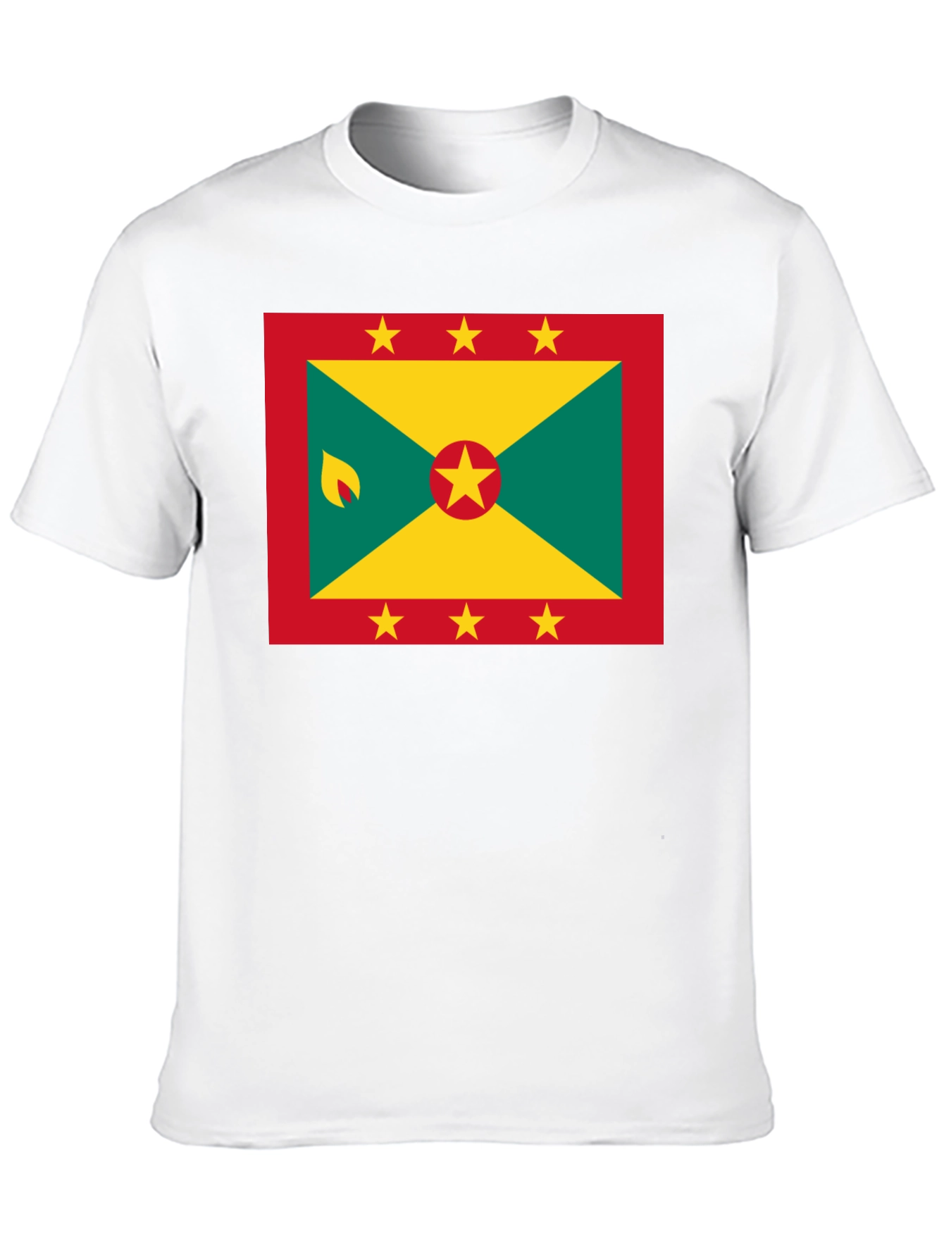 Black Grenada Flag T-Shirt - Black Crew Neck view 10