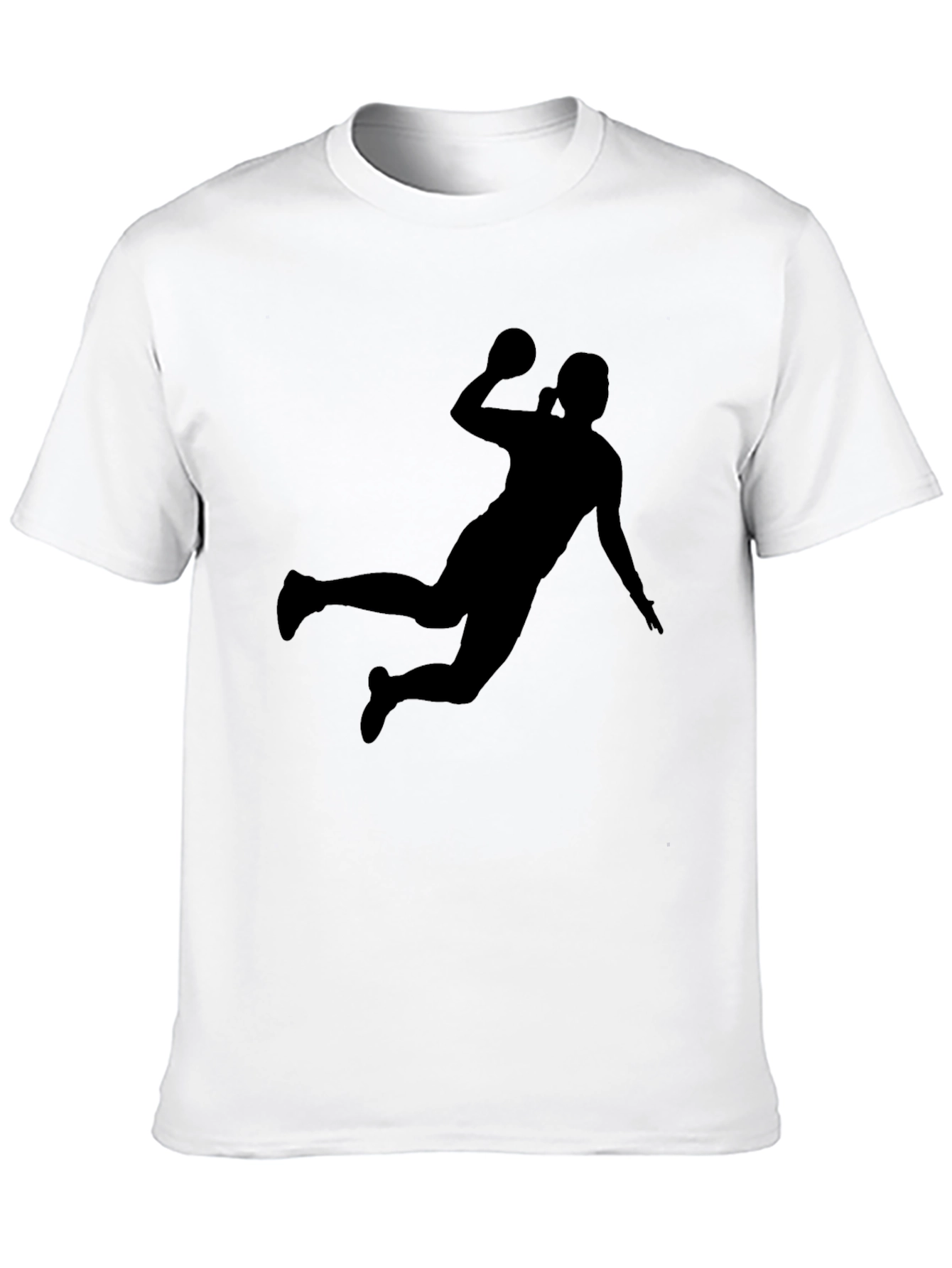 Black Handball Player Silhouette Graphic Tee view 10
