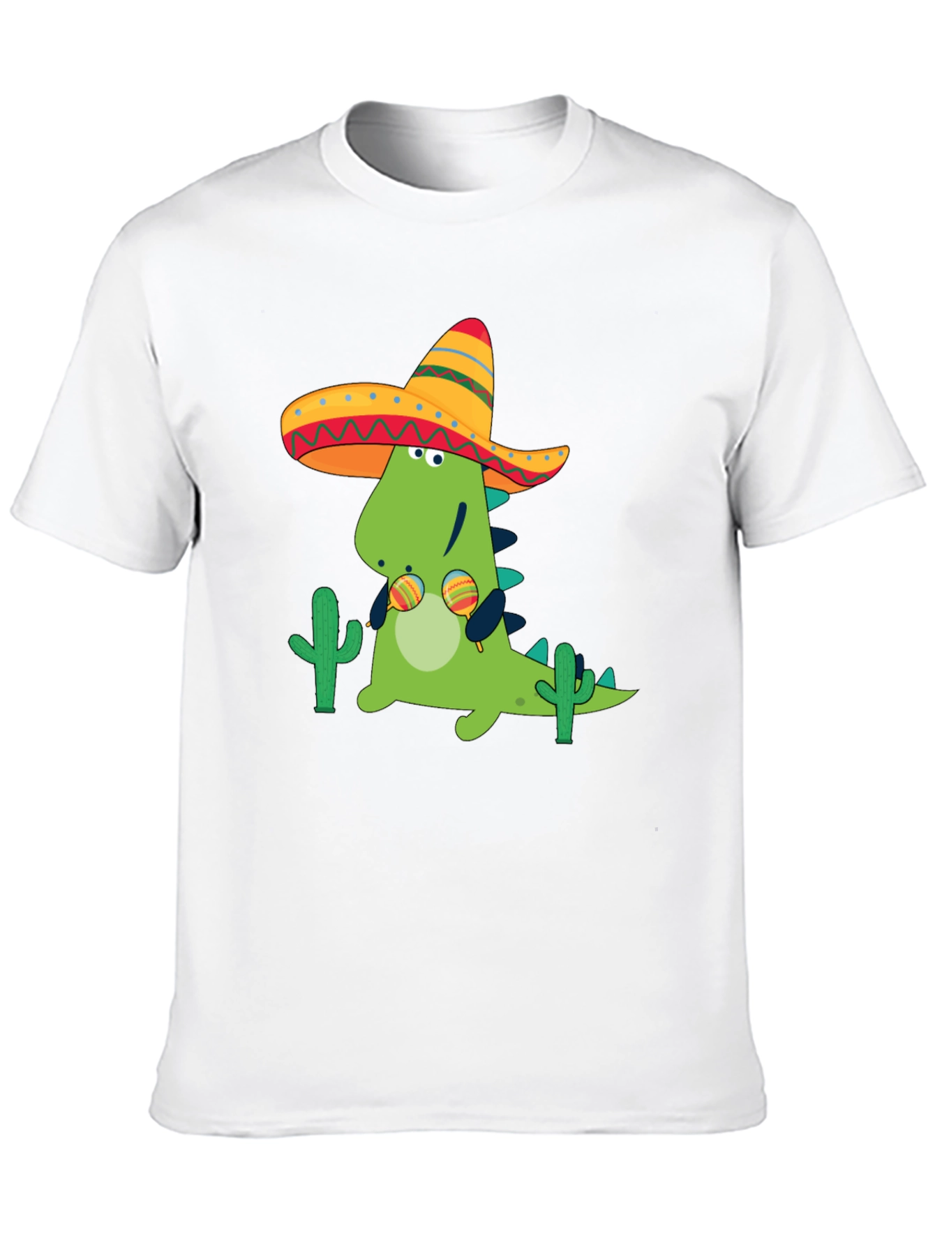 Black Dino Fiesta Black T-Shirt - Maracas & Sombrero view 10