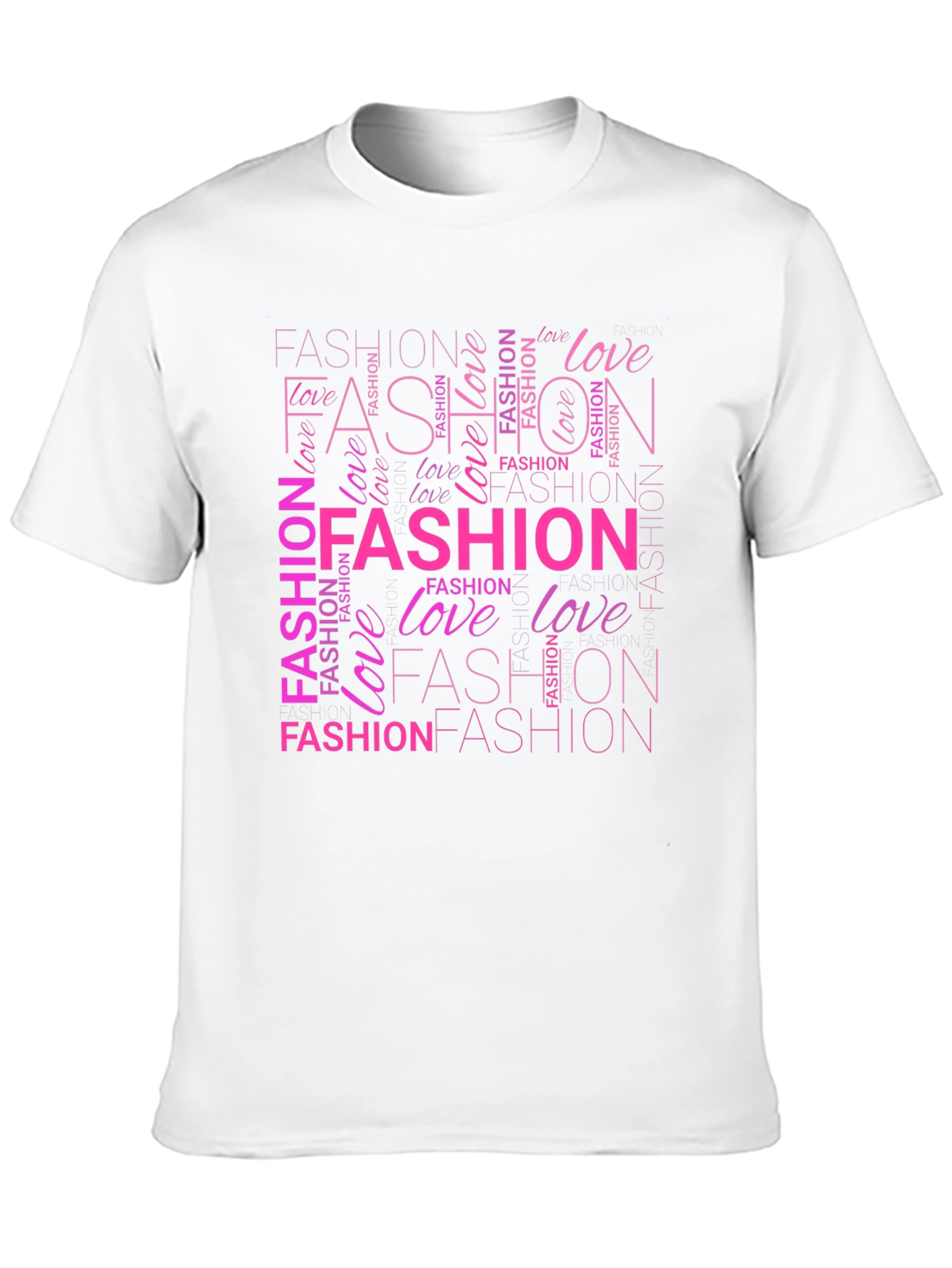 Fashion & Love Pink Word Art Print Black T-Shirt - 10