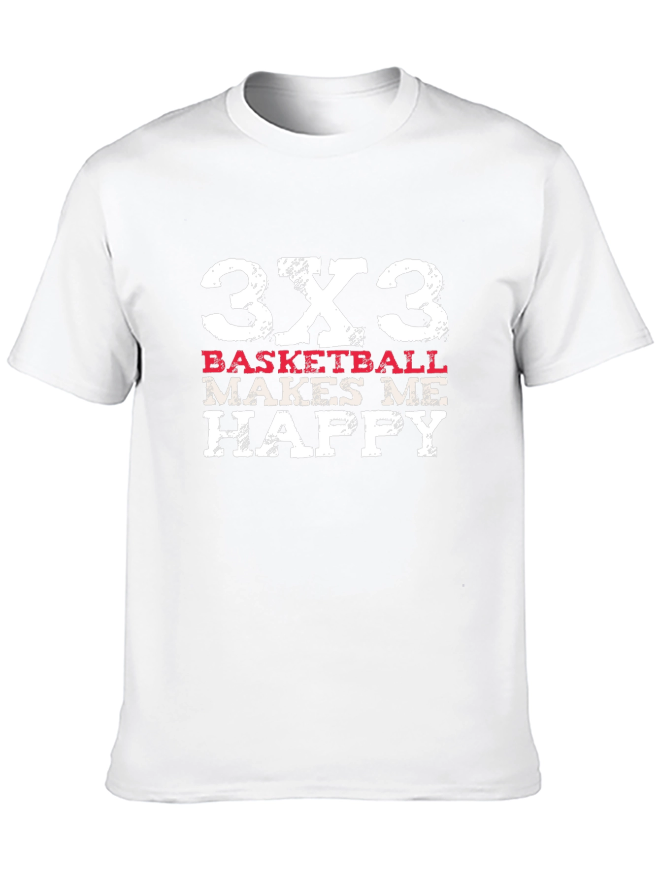 Black 3x3 Basketball Makes Me Happy T-Shirt view 10