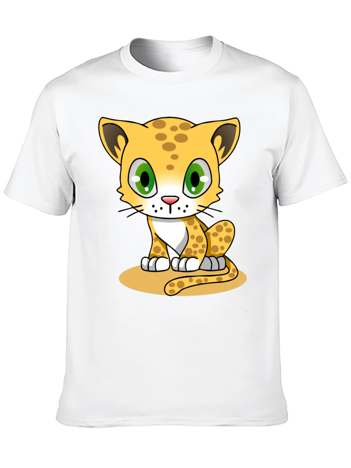Black Cute Cartoon Leopard Black T-Shirt view 10
