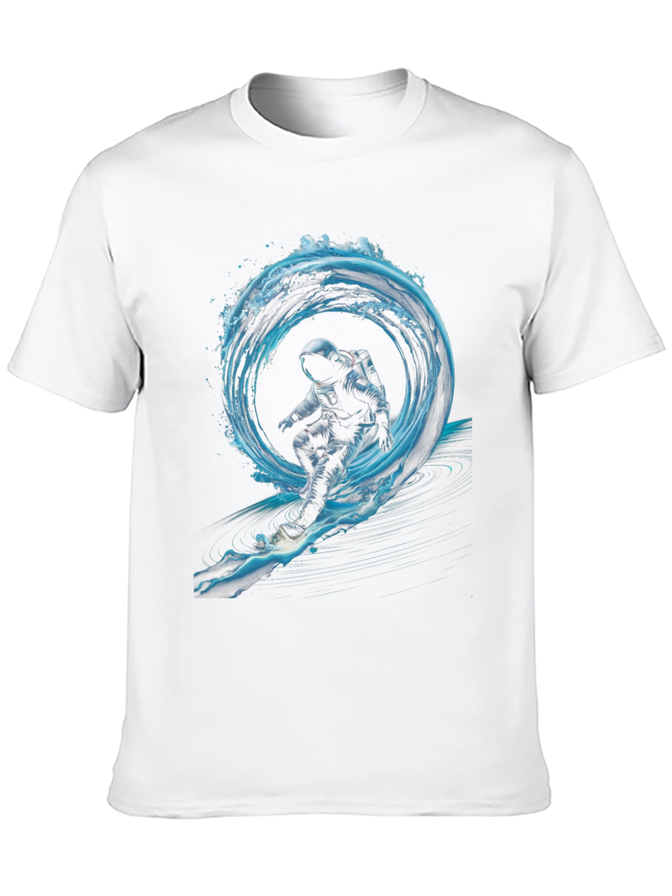 Black Astronaut Surfing Waves Black T-Shirt view 10