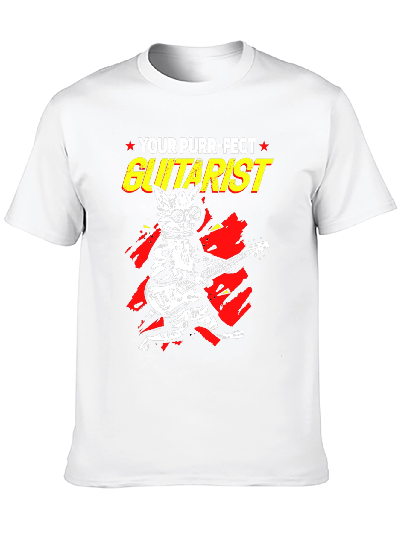 Black Purr-fect Guitarist Black Graphic Tee view 10