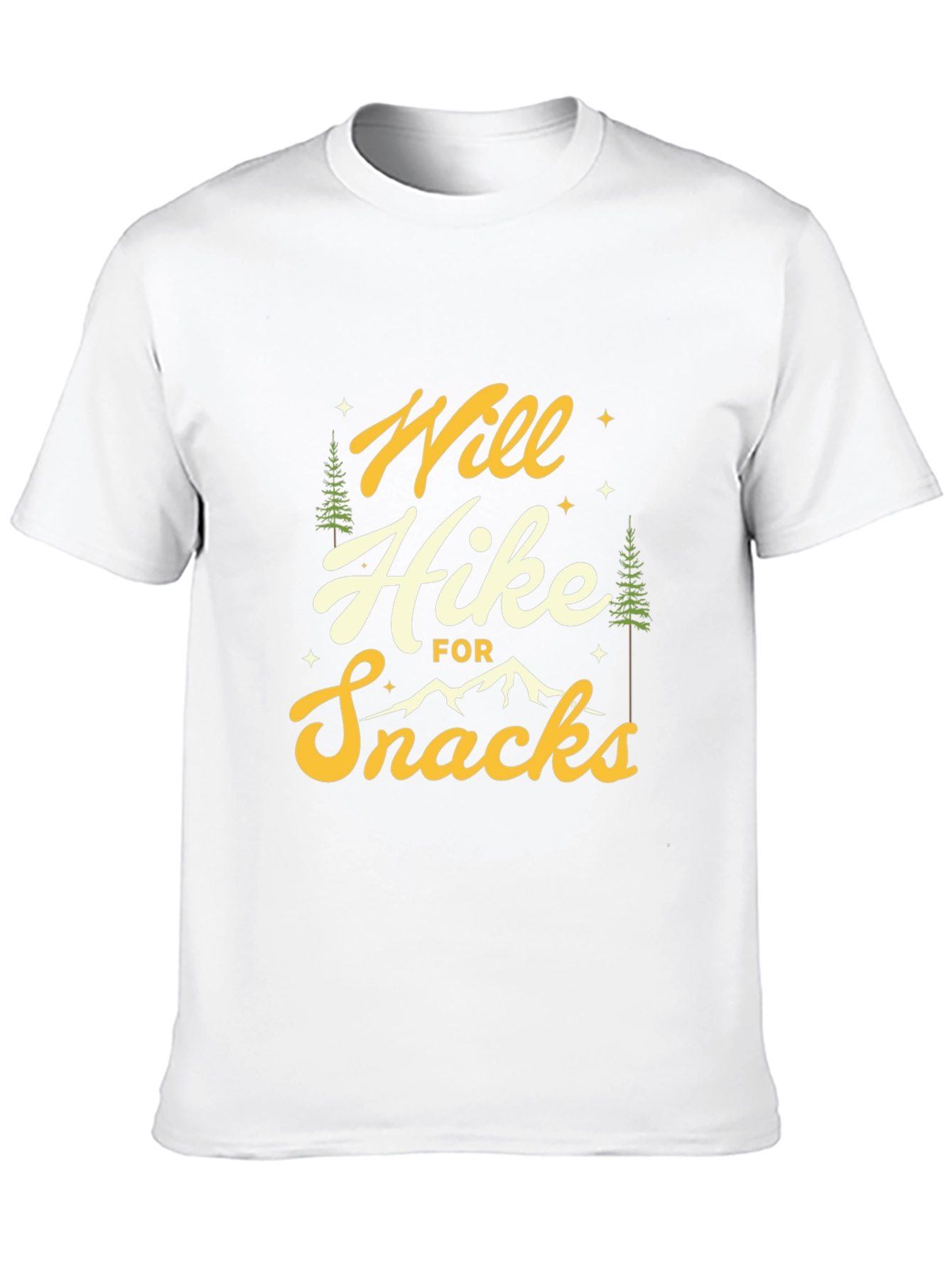 Black Hiker Tee: Will Hike For Snacks Graphic T-Shirt view 10