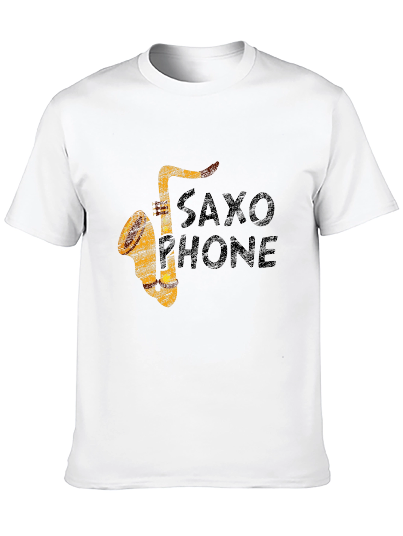 Black Vintage Saxophone Graphic Print Black T-Shirt view 10