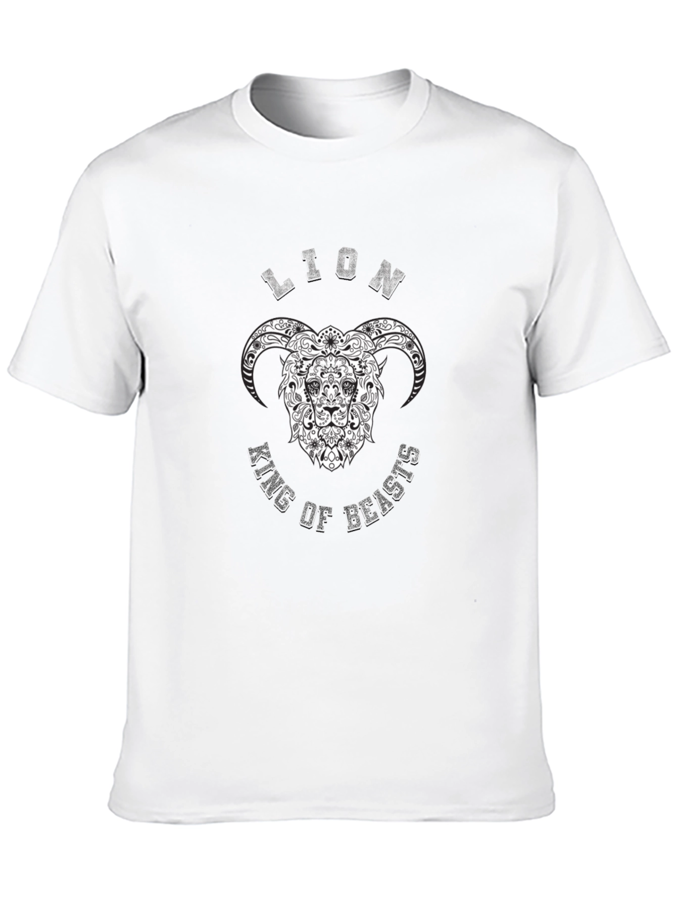 Black Lion King of Beasts Graphic Print Black T-Shirt view 10