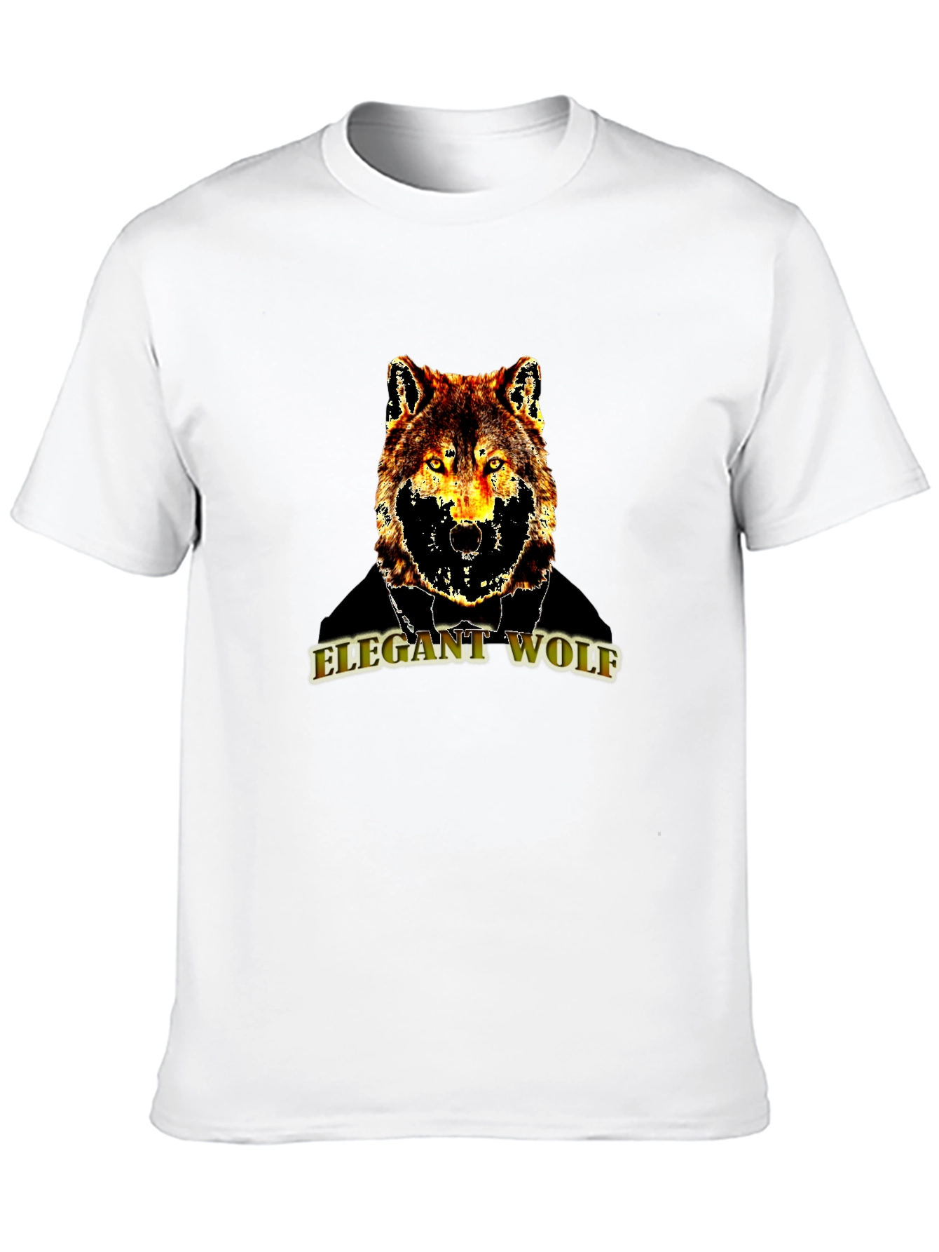 Black Elegant Wolf Graphic T-Shirt - Mens Black Tee view 10