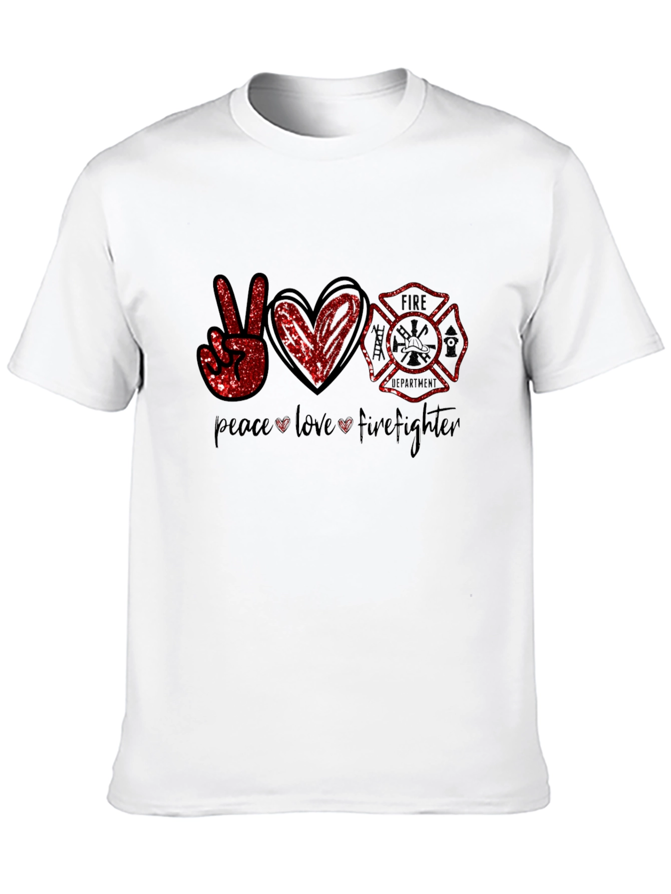 Black Peace Love Firefighter Graphic Tee view 10