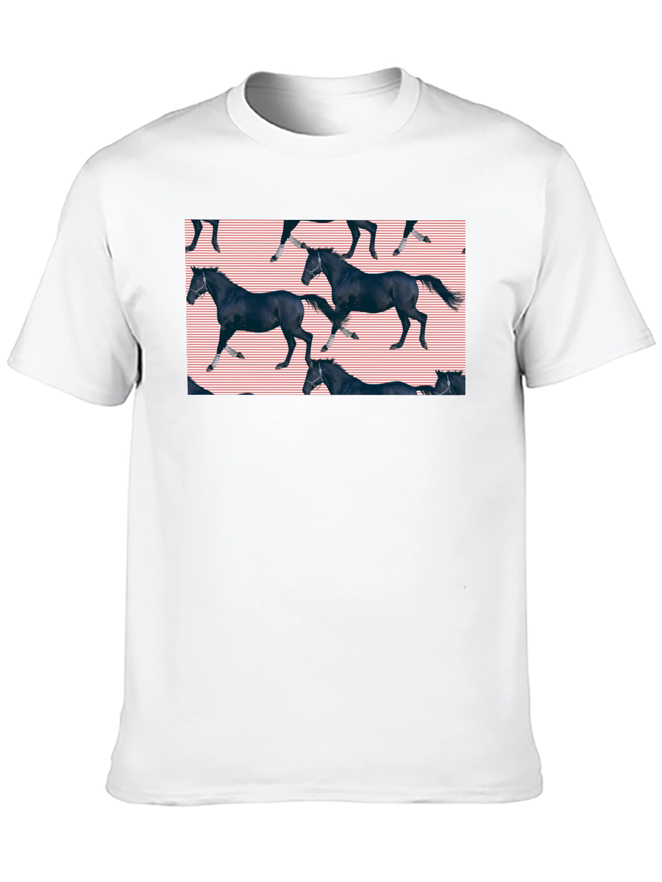 Black Black Horse Pattern T-Shirt view 10