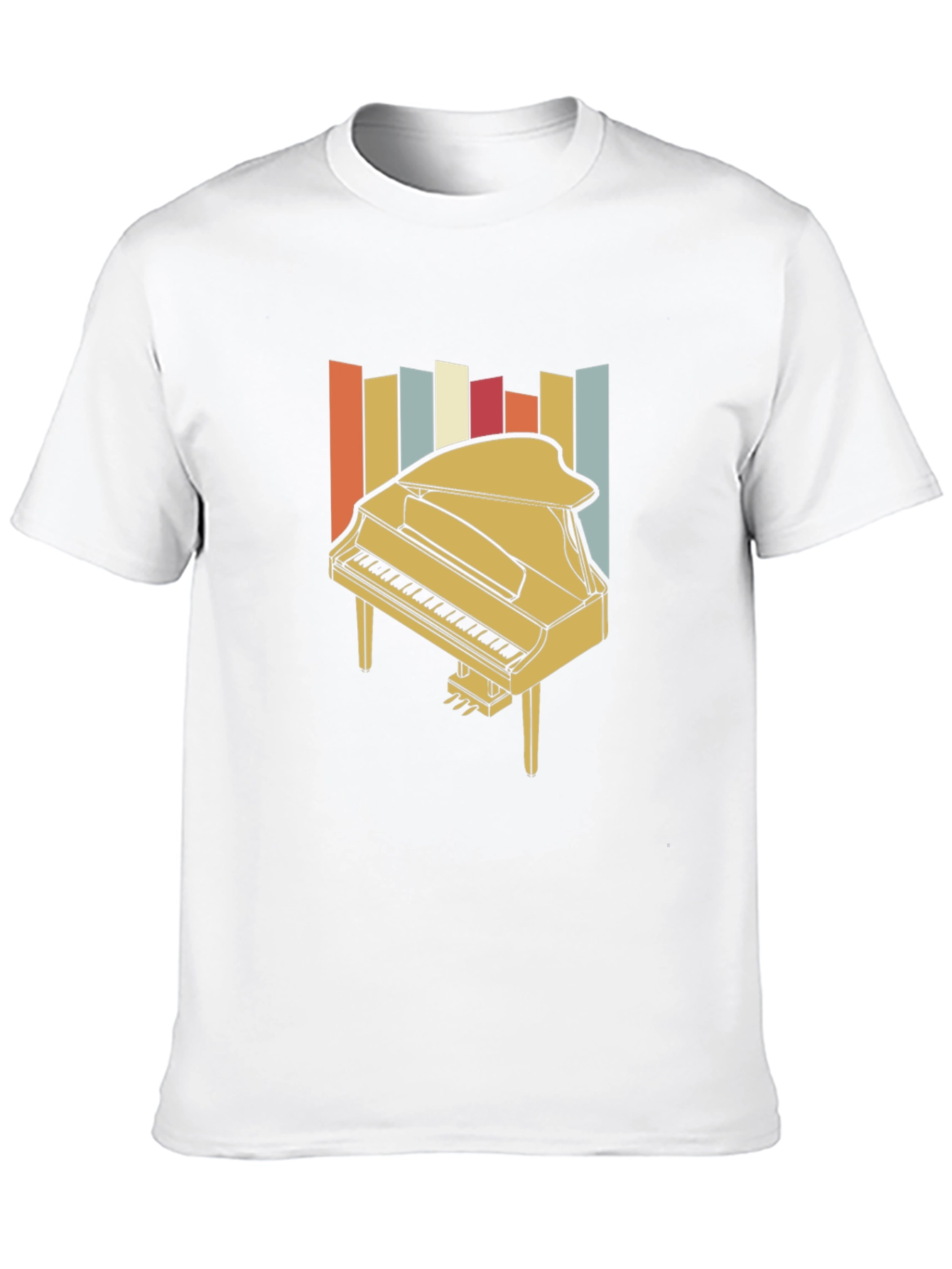 Black Retro Piano Graphic Tee - Vintage Music Lover T-Shirt view 10