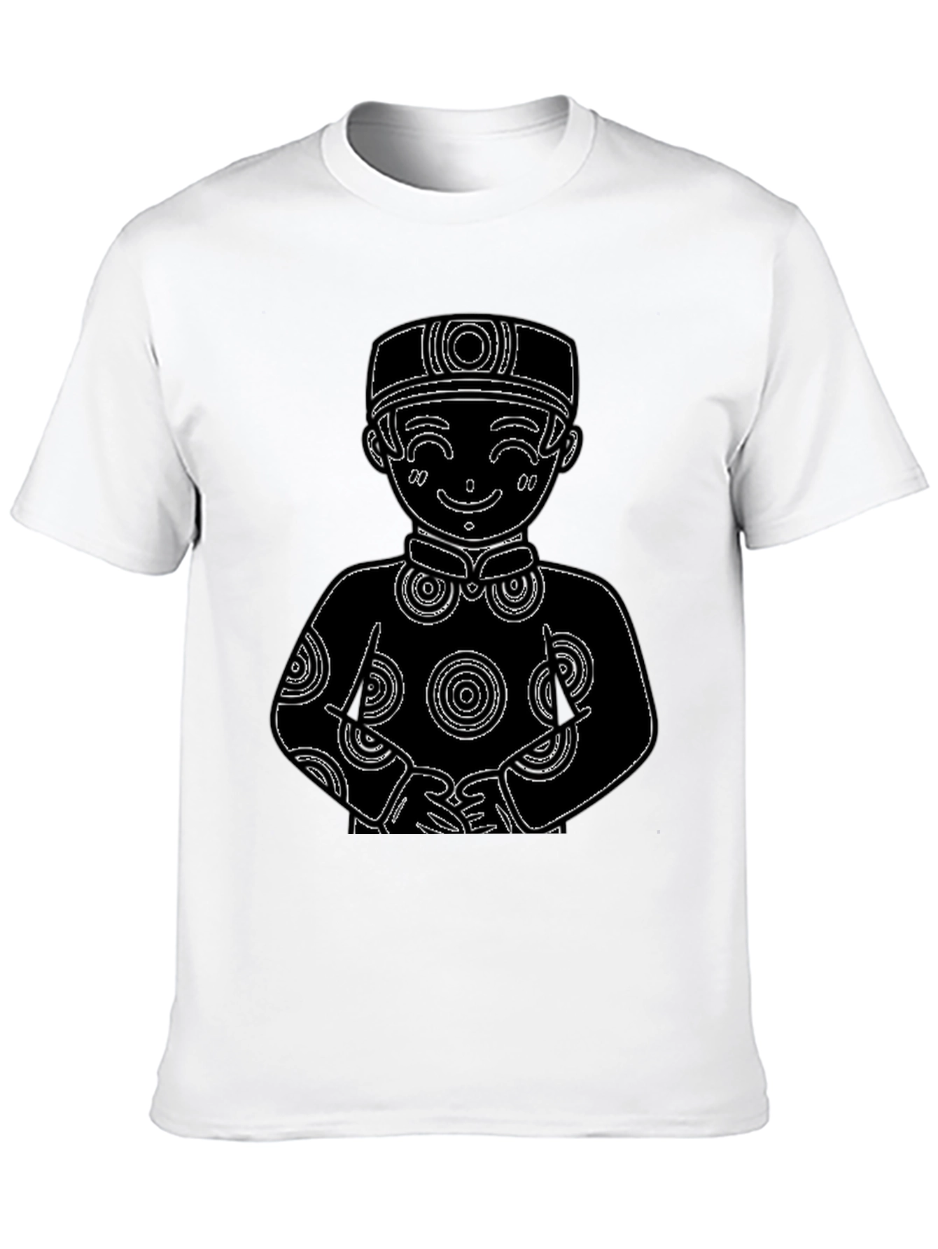 Black Black T-Shirt with Cute Cartoon Boy Design view 10