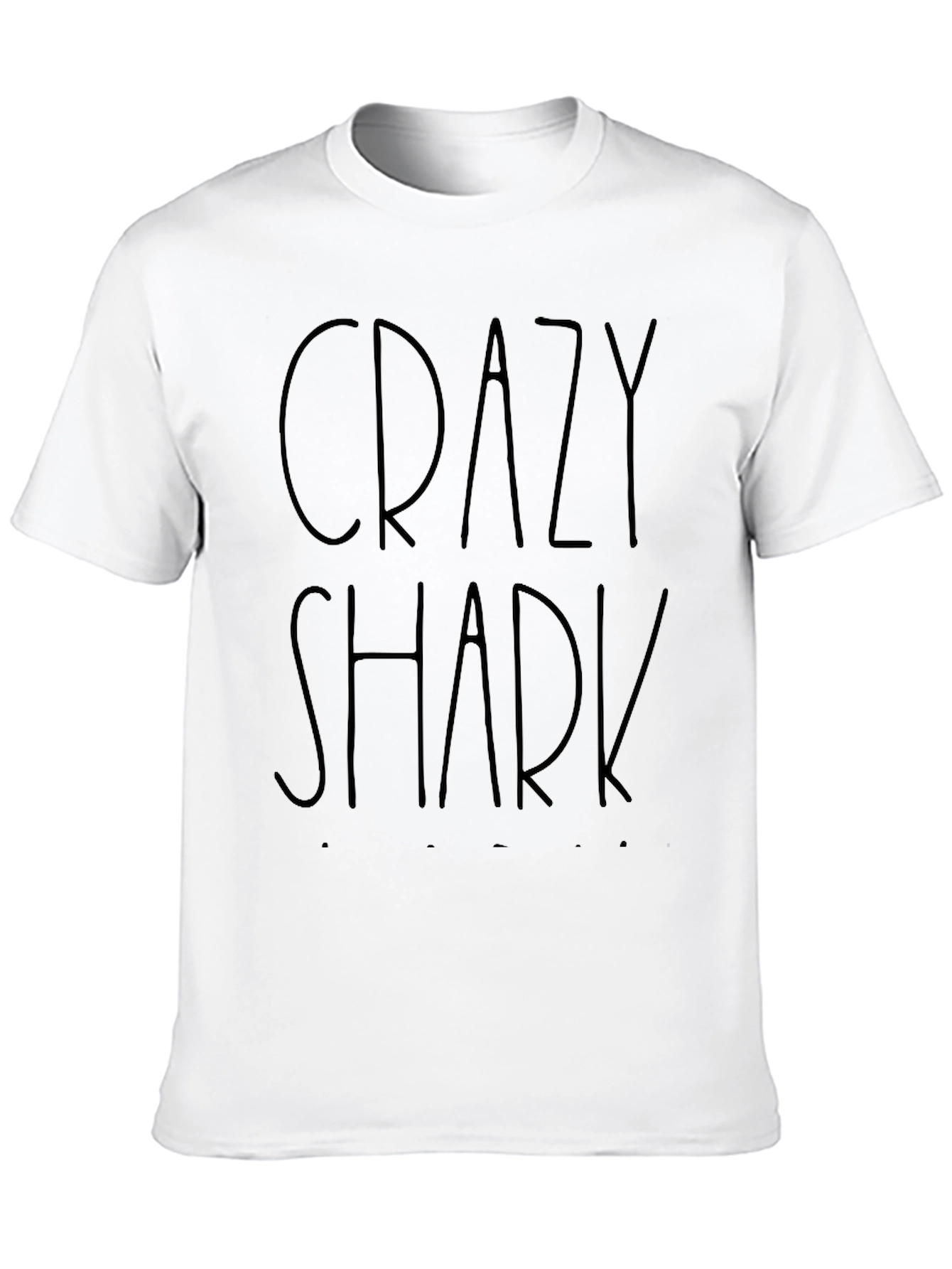 Black Crazy Shark T-Shirt - Crew Neck Cotton Tee view 10