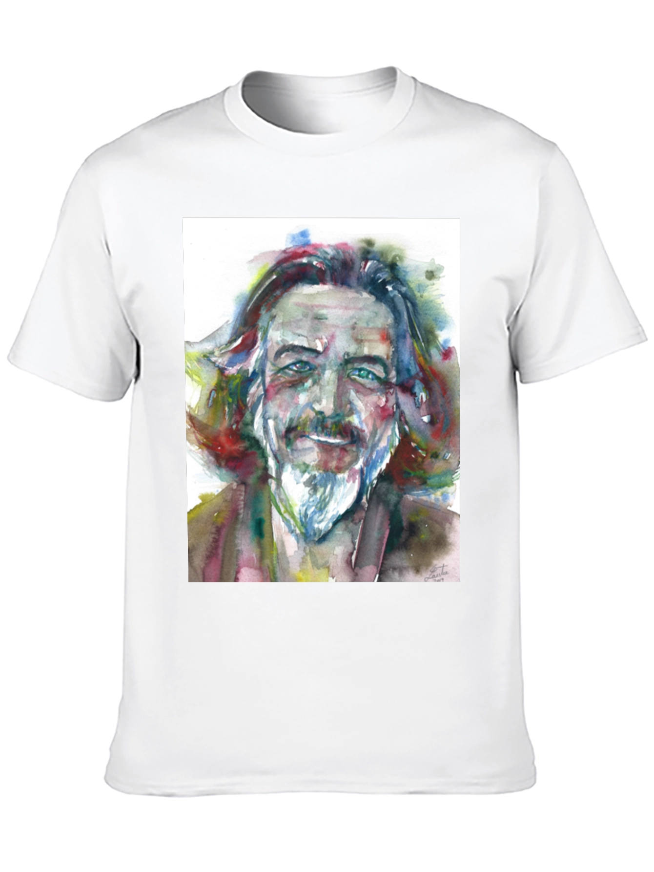 Black Watercolor Portrait Tee - Artistic Style view 10
