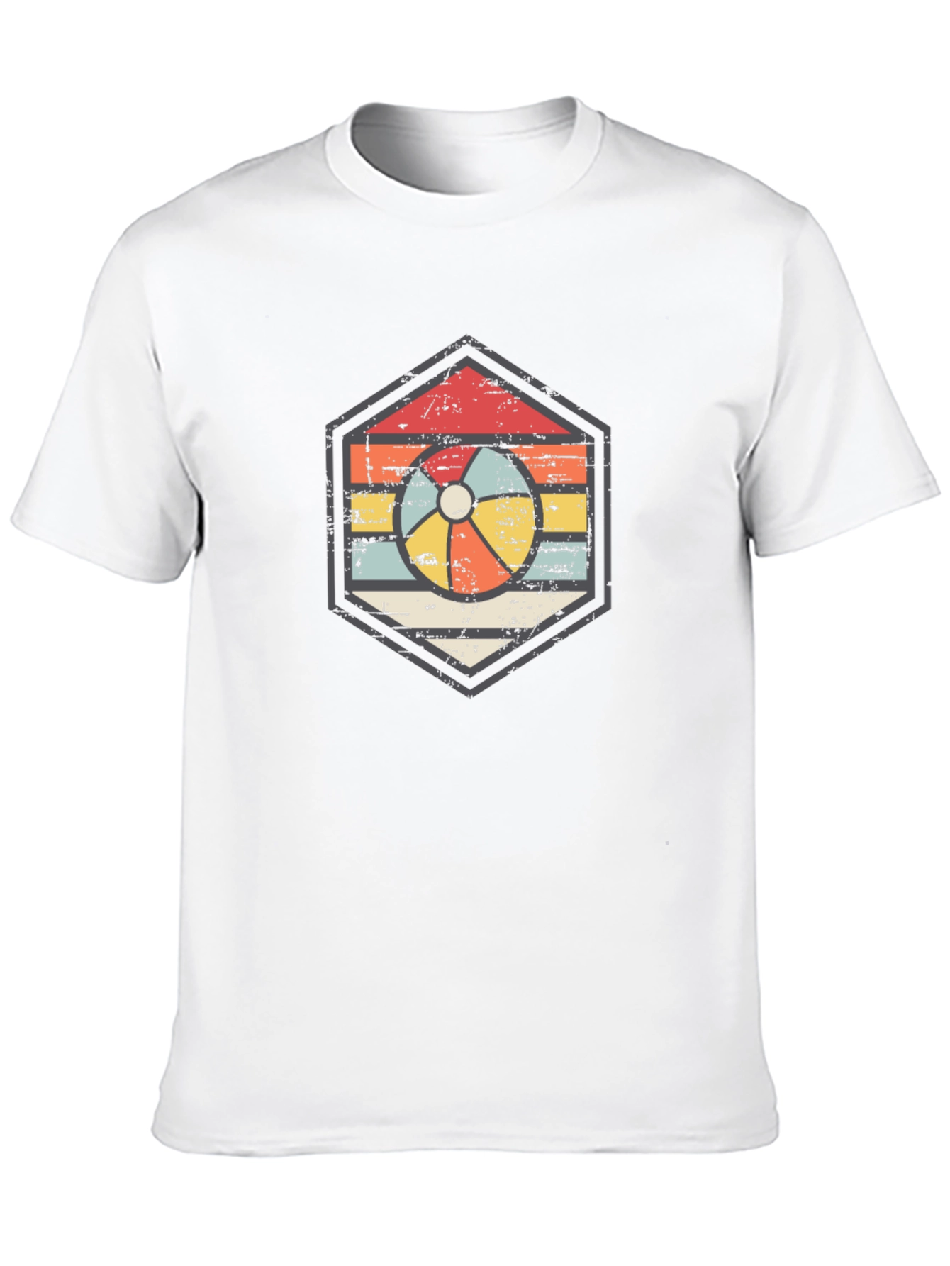 Black Retro Beach Ball Graphic Tee - Unisex Black T-Shirt view 10