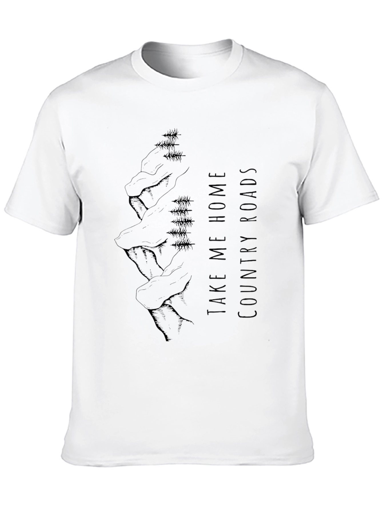 Men's Black T-Shirt - "Take Me Home, Country Roads" Graphic Tee - 10