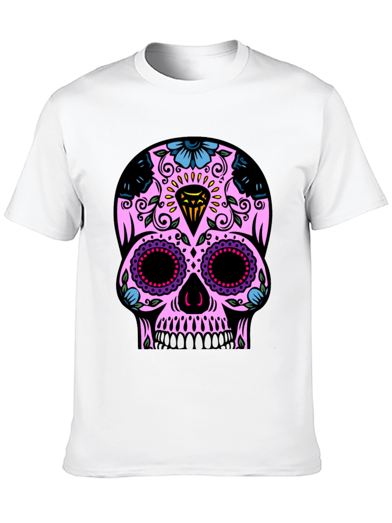 Black Sugar Skull T-Shirt - Black Graphic Tee view 10