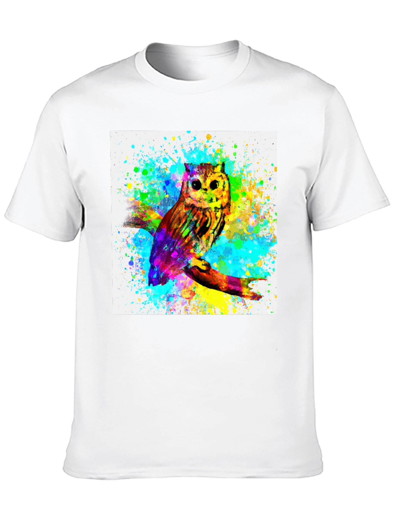 Black Watercolor Owl Graphic Black T-Shirt view 10