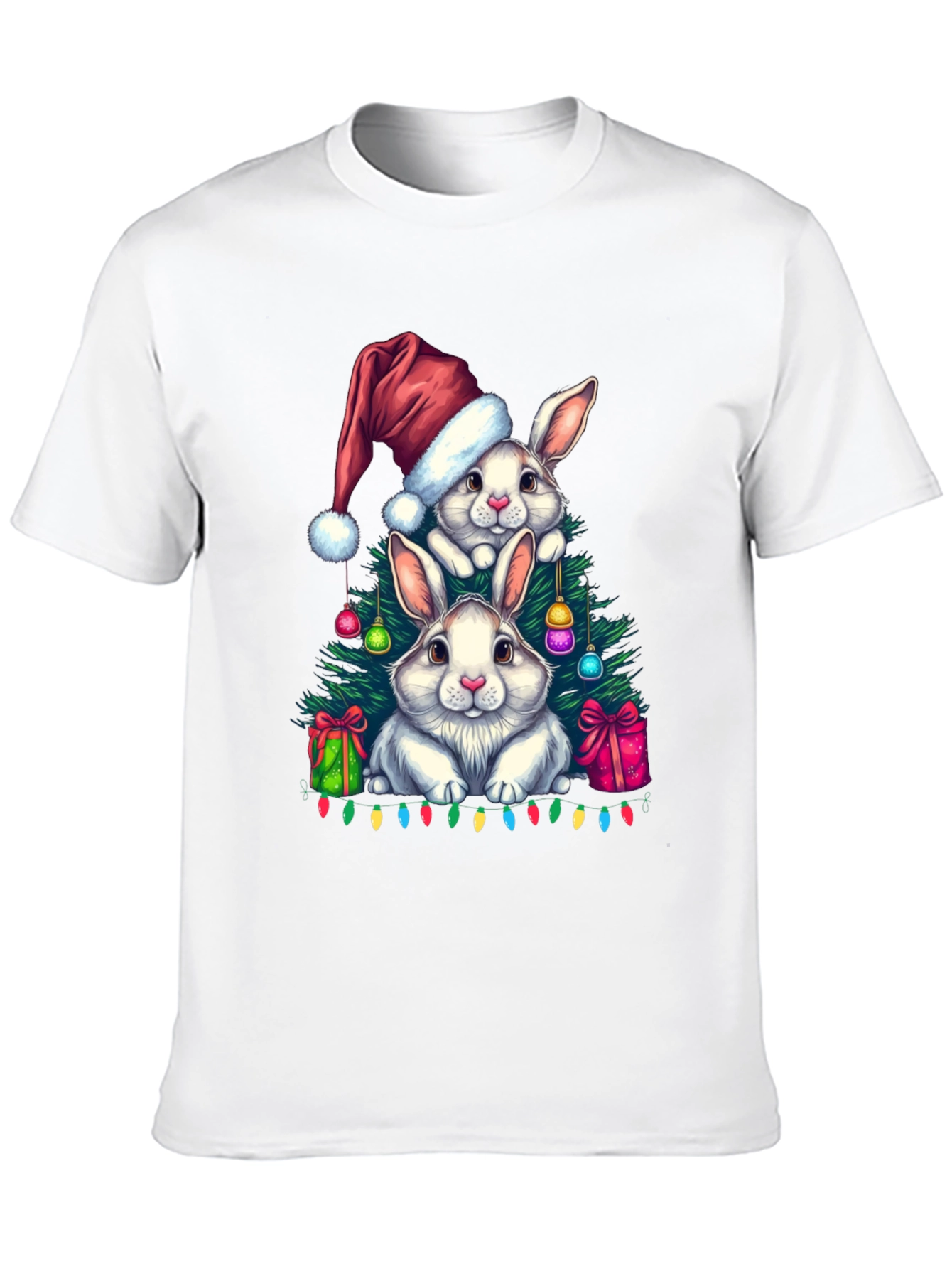 Black Christmas Bunny T-Shirt: Festive Holiday Rabbit Design view 10
