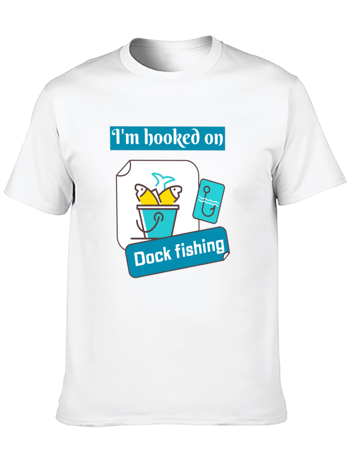 Black Hooked on Dock Fishing T-Shirt - Fisherman Gift view 10