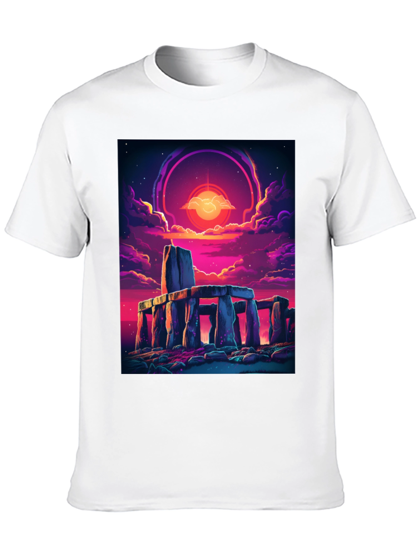 Black Stonehenge Sunset Graphic Tee - Black Cotton Blend view 10