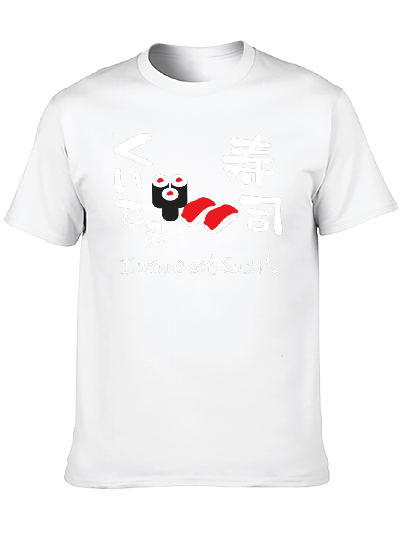 Black I Wanna Eat Sushi! Graphic T-Shirt view 10